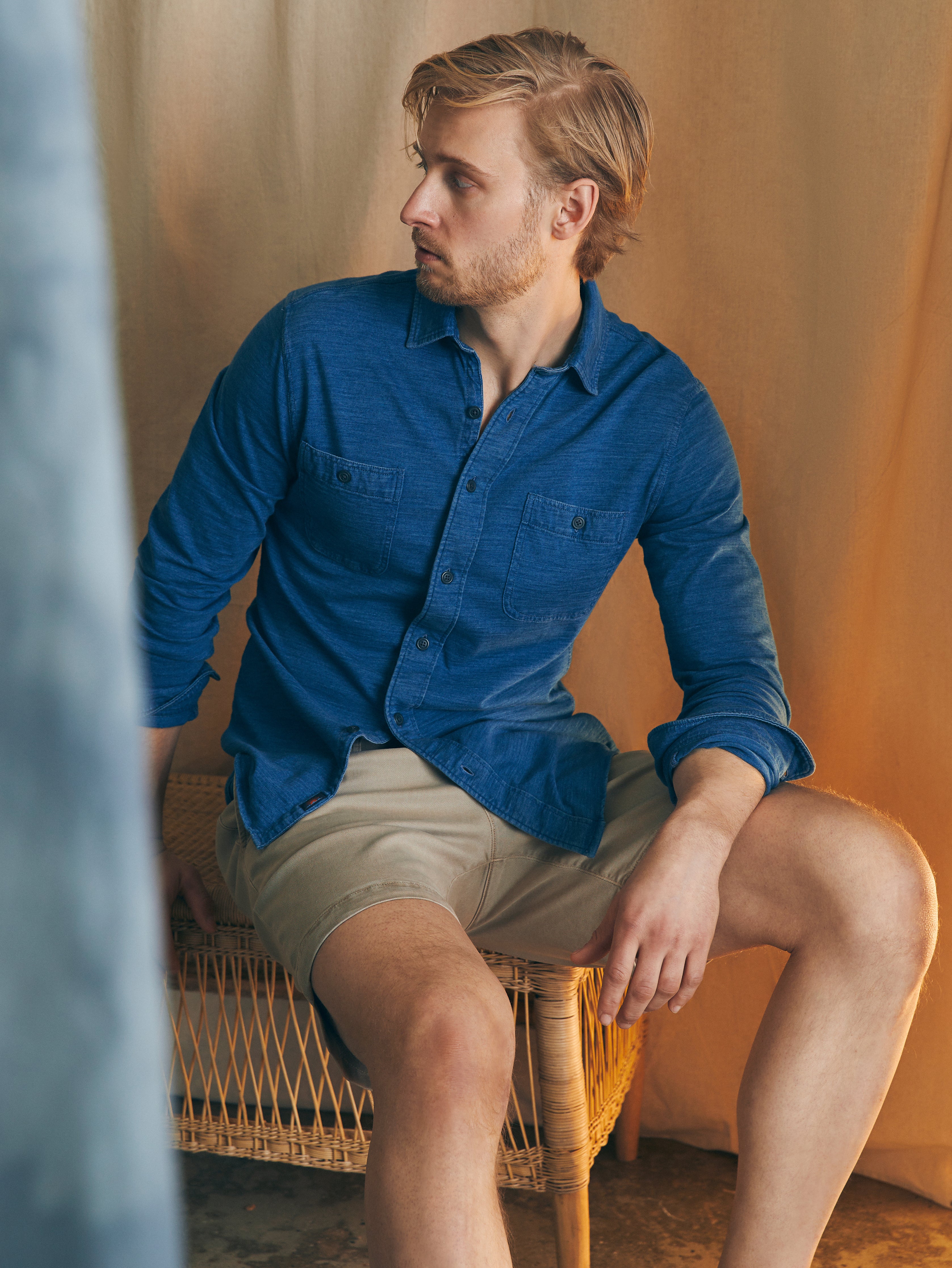 Sunwashed Knit Shirt - Medium Indigo Wash