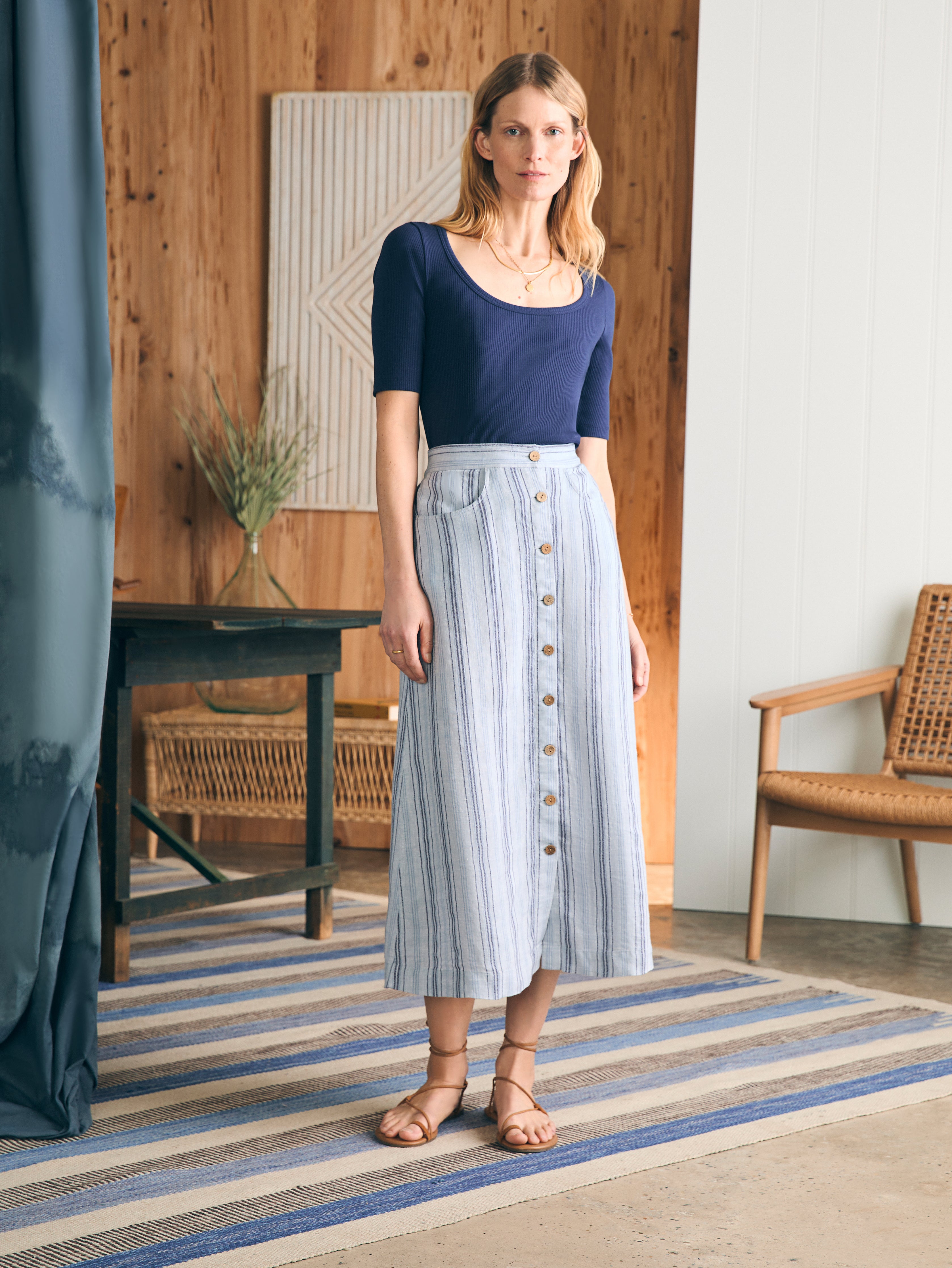 La Jolla Skirt - Day Lily Stripe