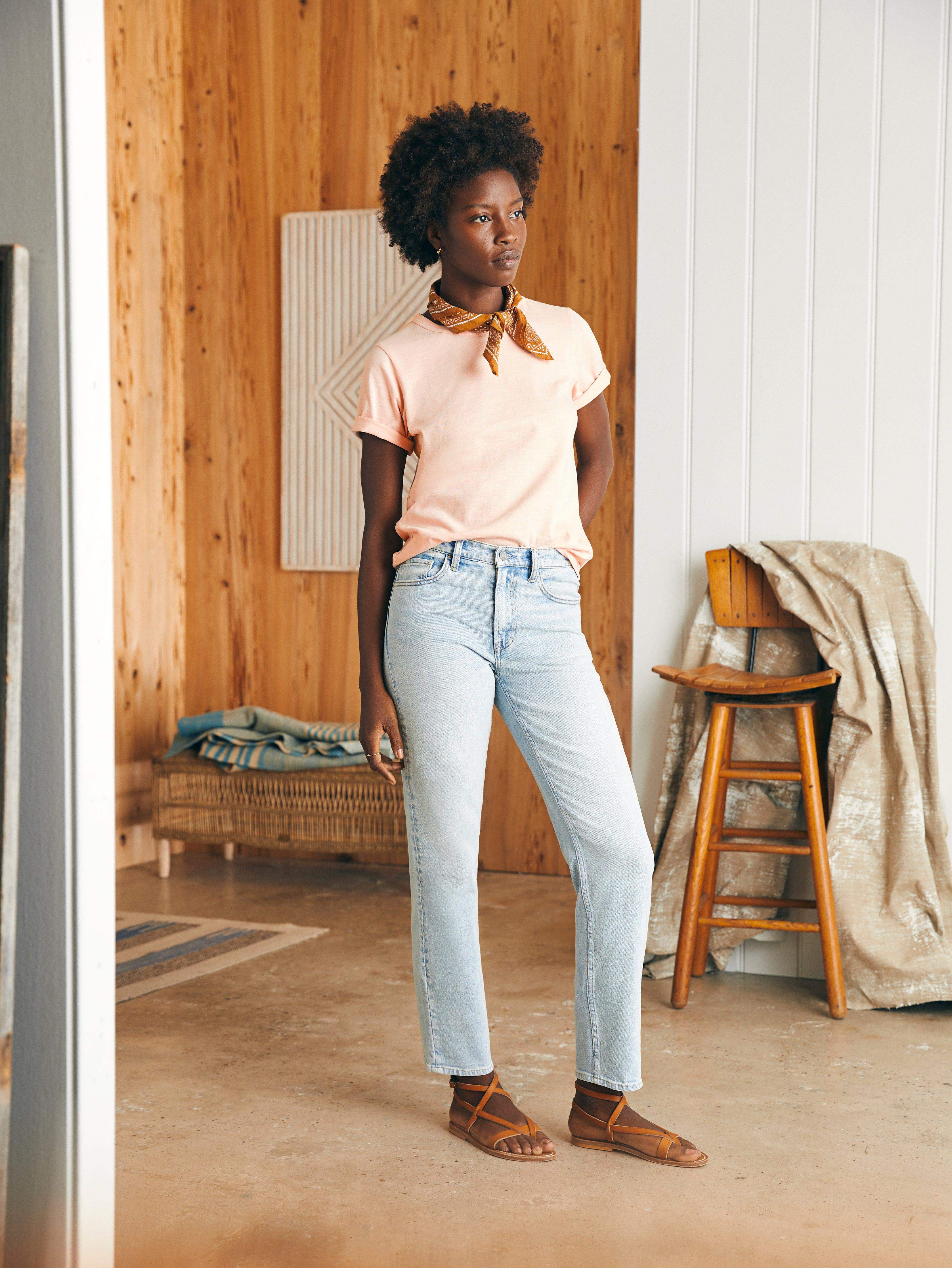 Sunwashed Crew Tee - Peach Whip