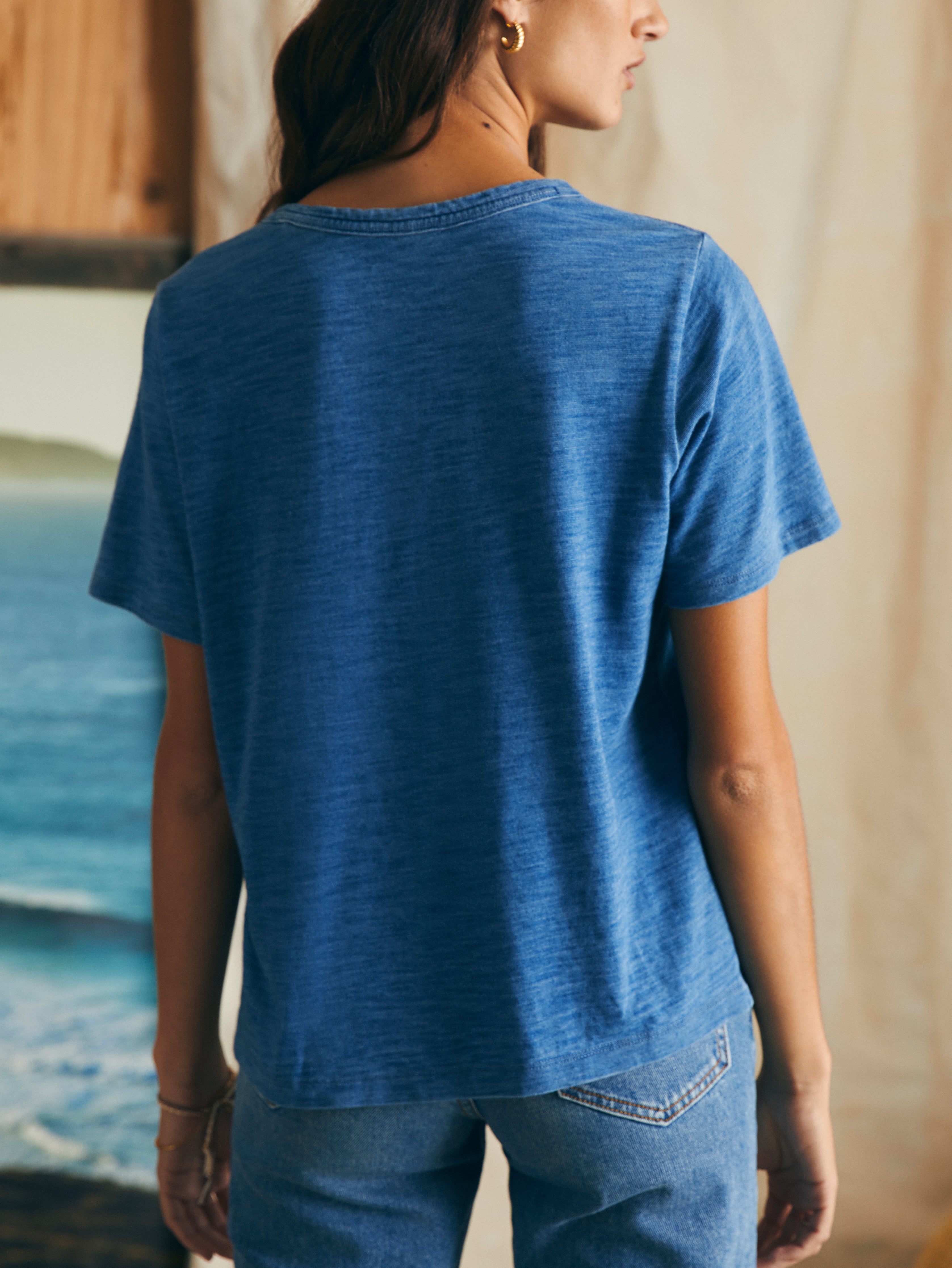 Sunwashed Crew Tee - Medium Indigo Wash