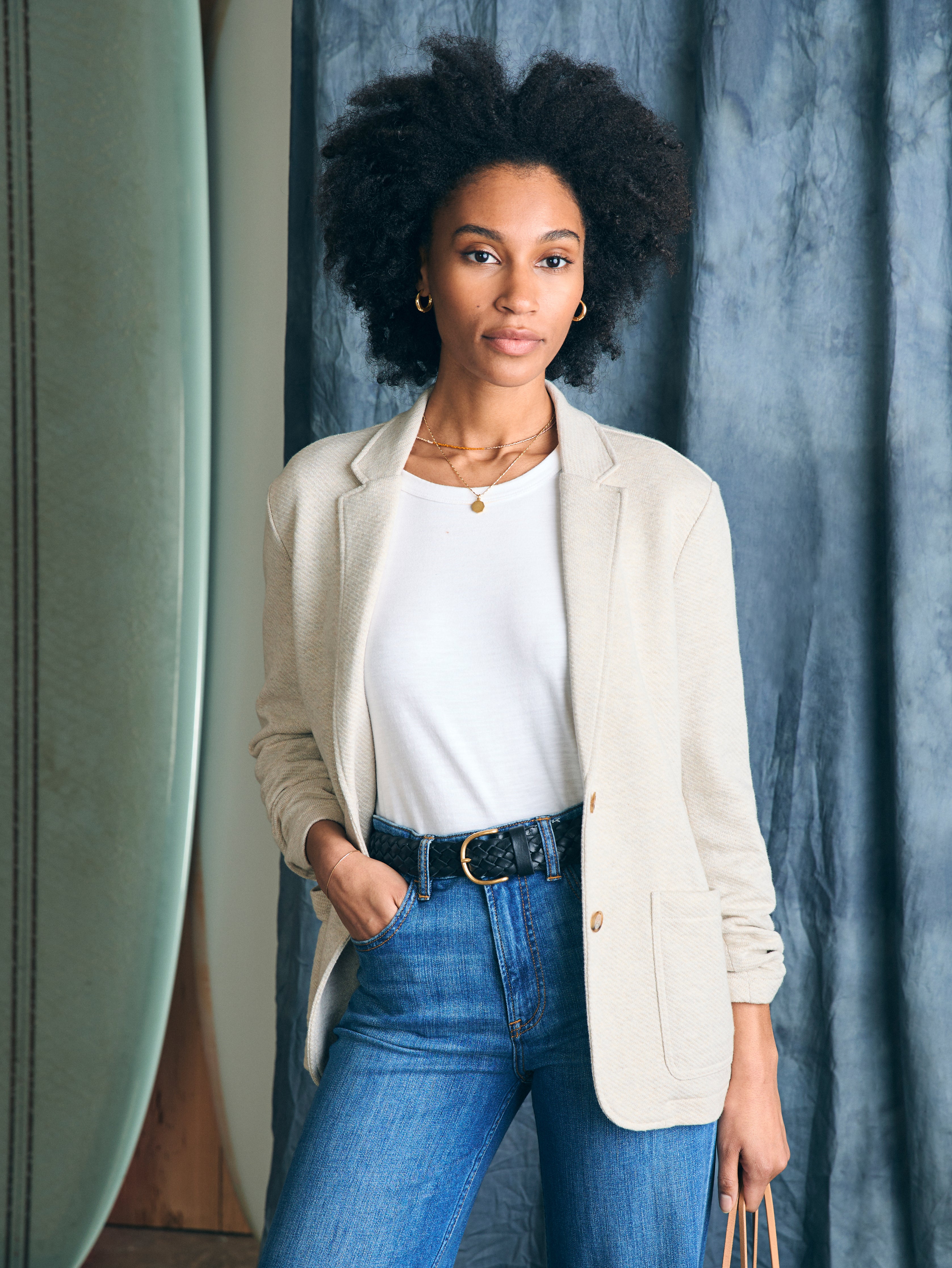 Inlet Knit Blazer - Light Oatmeal Melange