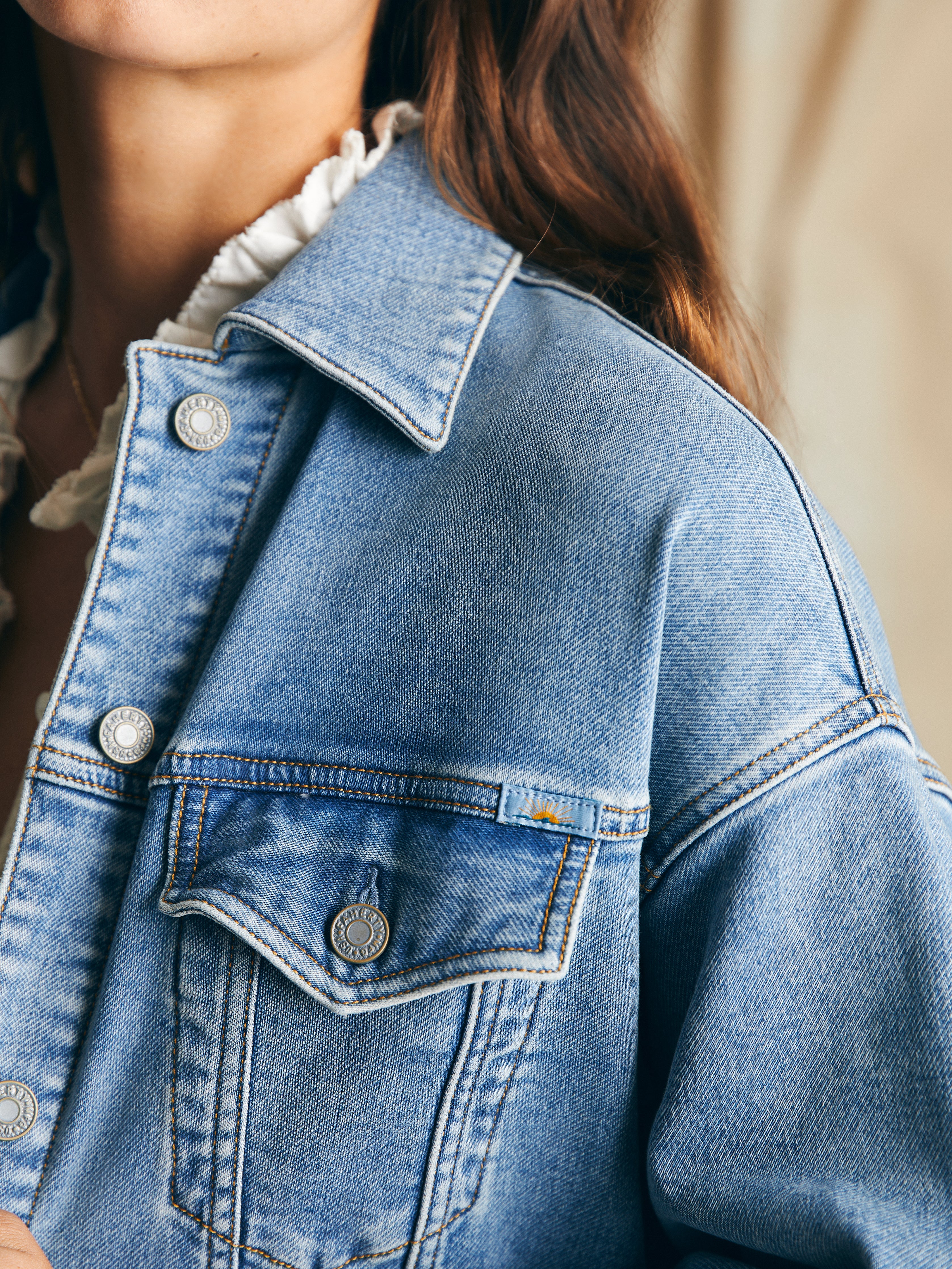 Stretch Terry Trucker Jacket - Mid Wash