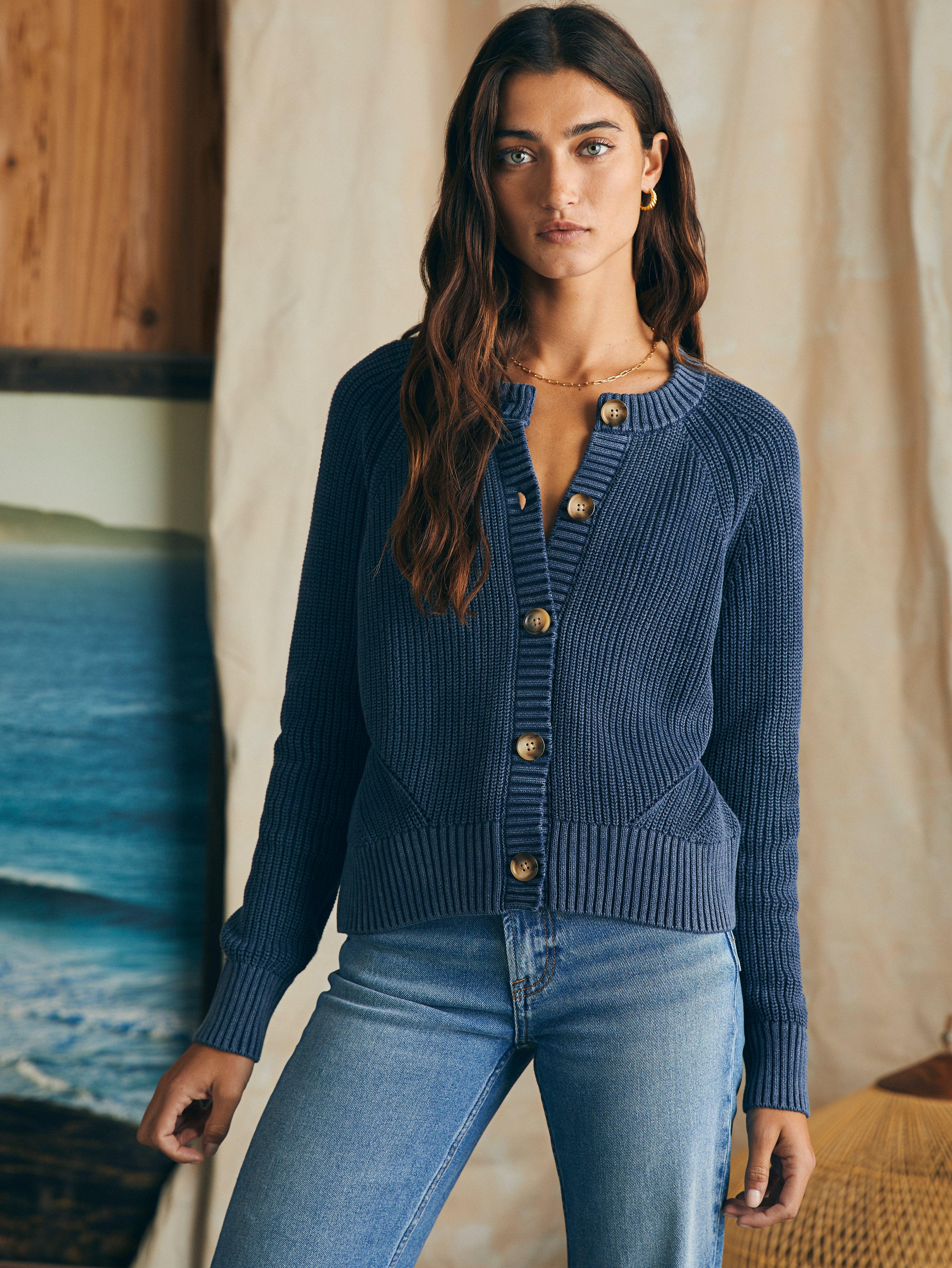 Sunwashed Fisherman Cardigan - Mood Indigo | Faherty Brand