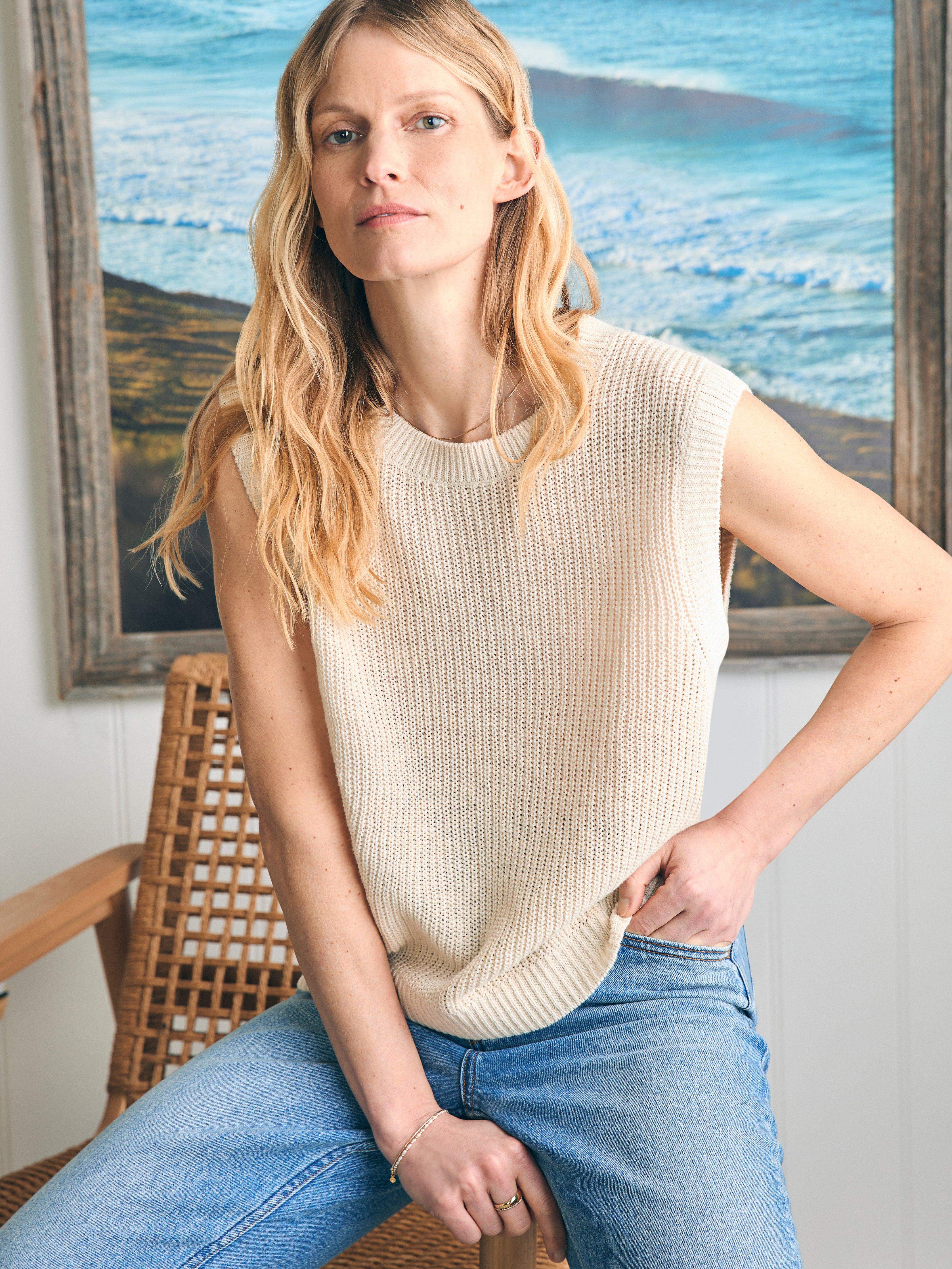 Miramar Linen Muscle Tank - Summer Sand | Faherty Brand