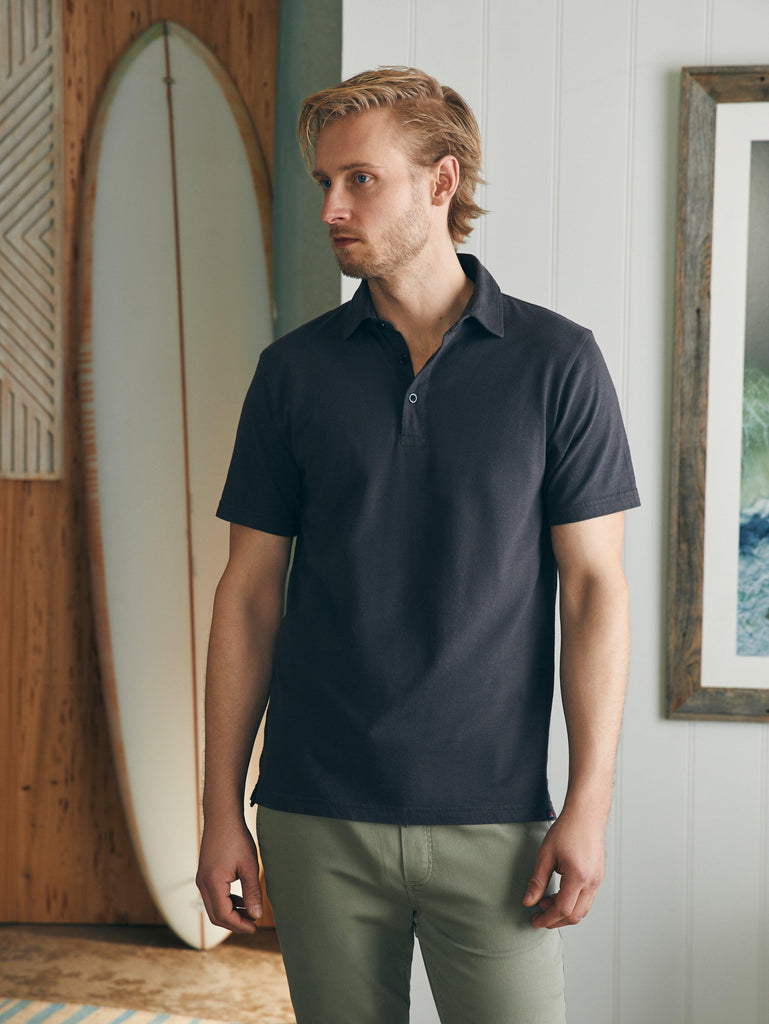 Sunwashed T-Shirt Polo - Washed Black | Faherty Brand