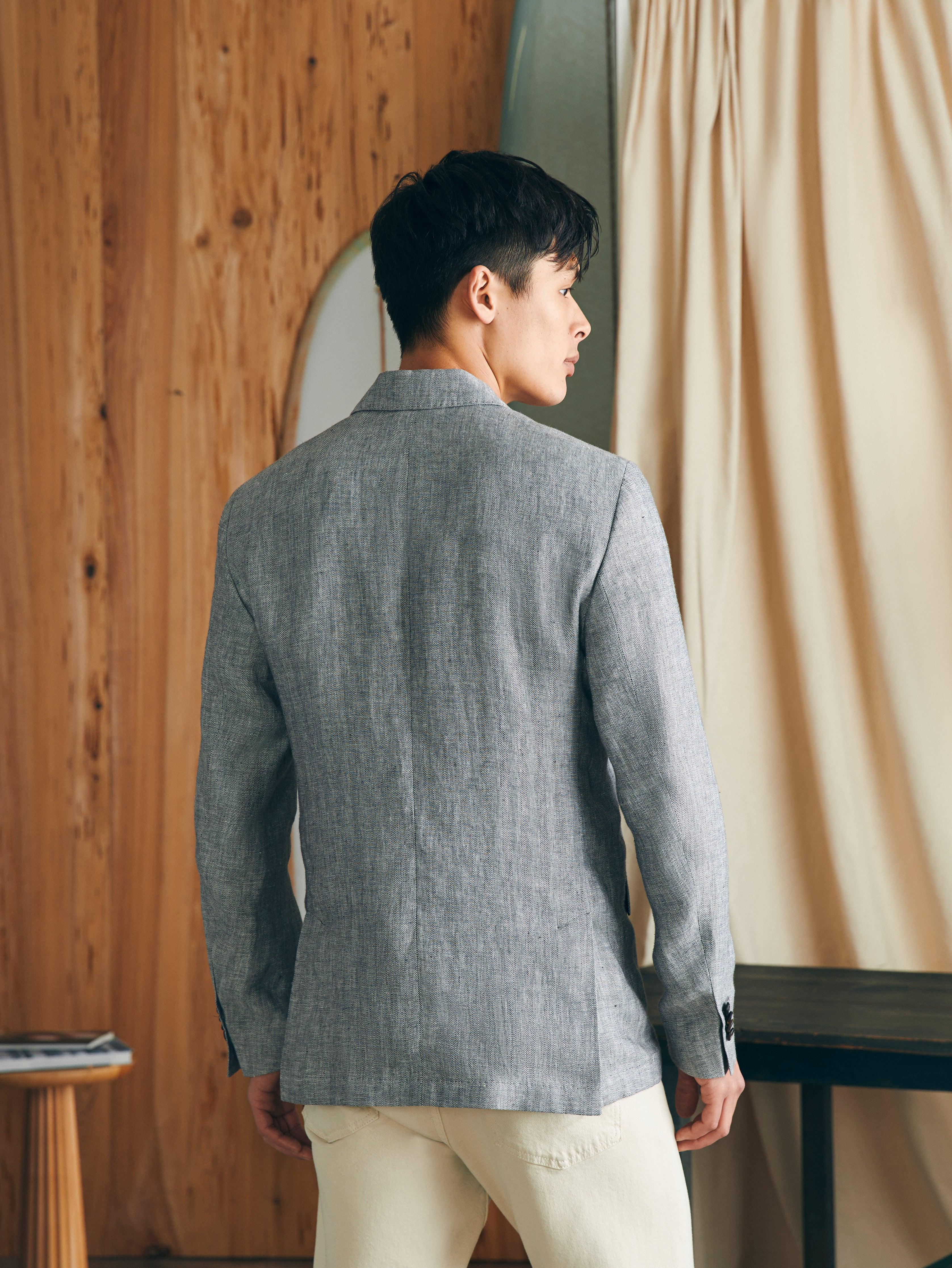 Reserve Linen Herringbone Blazer - Light Graphite