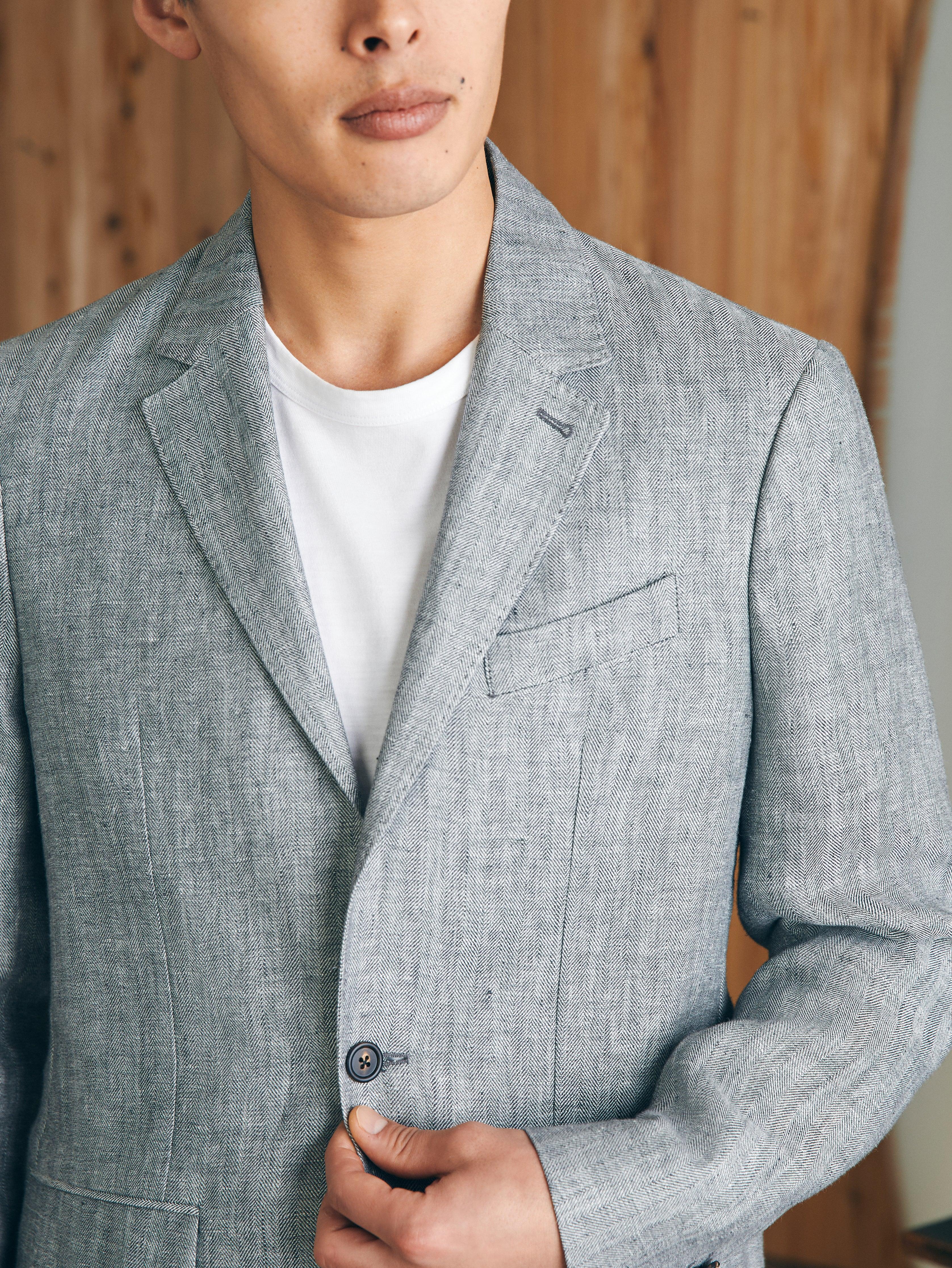 Reserve Linen Herringbone Blazer - Light Graphite