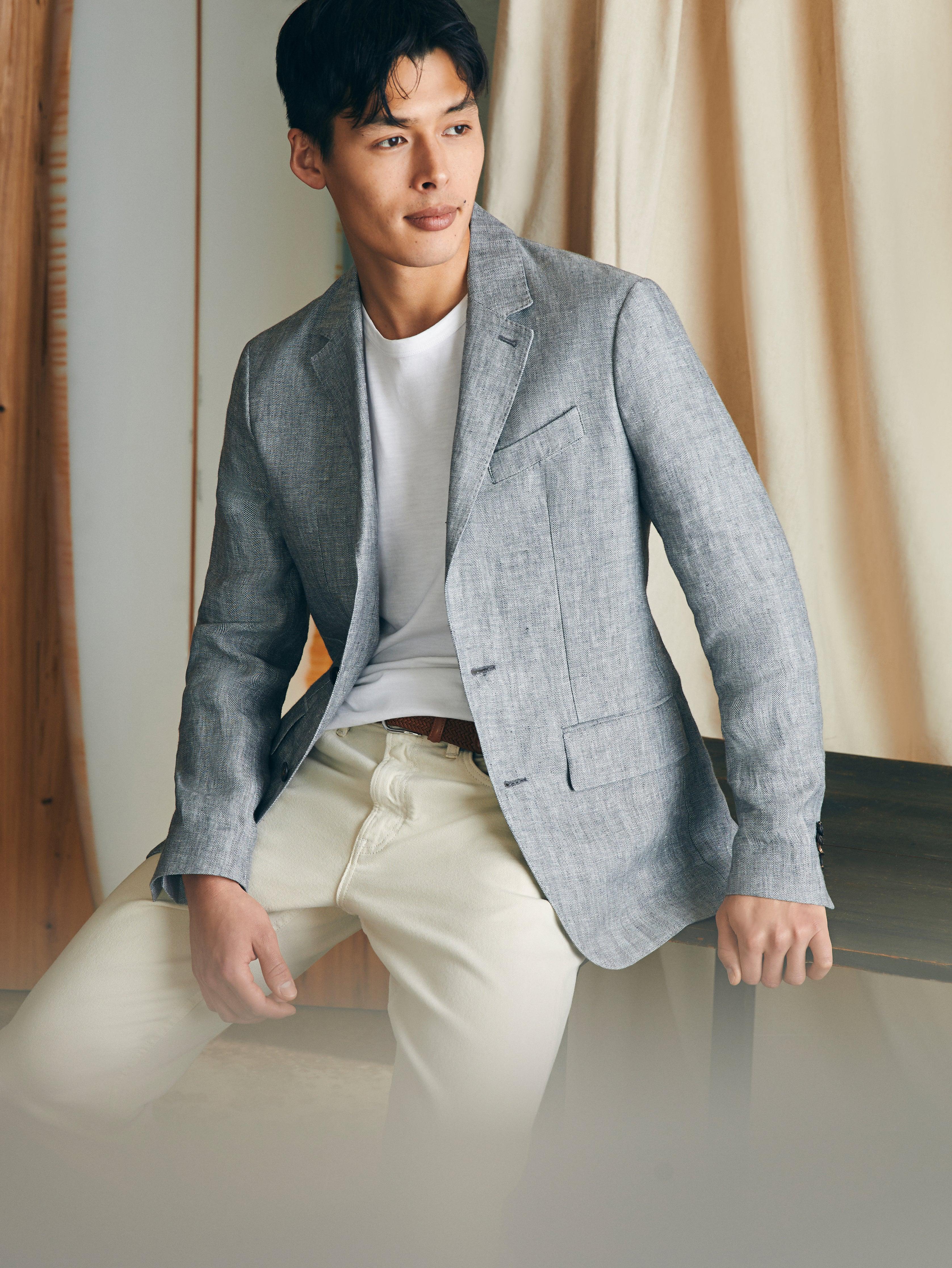 Reserve Linen Herringbone Blazer - Light Graphite