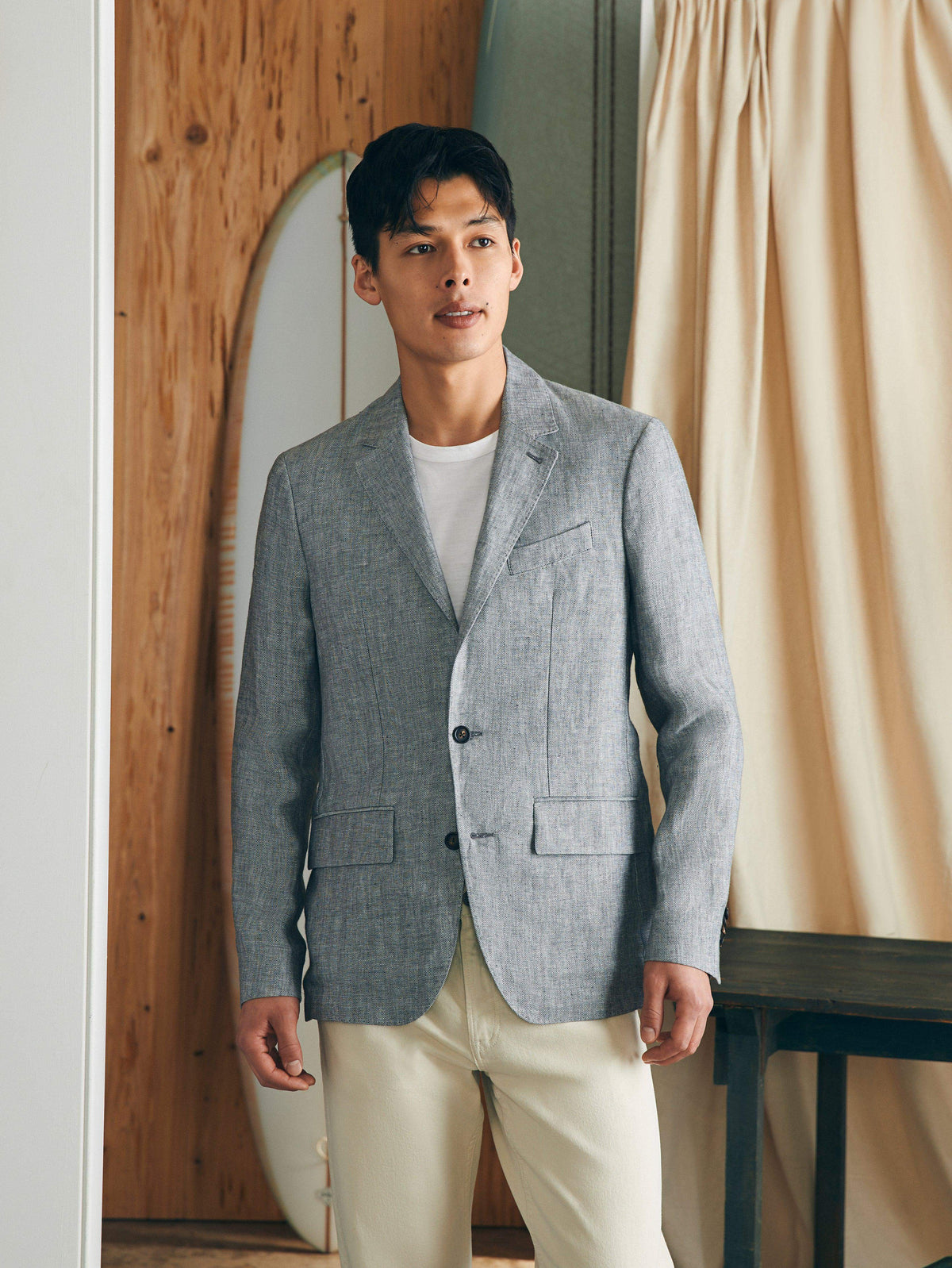 Reserve Linen Herringbone Blazer - Light Graphite Herringbone, image 1 of 6