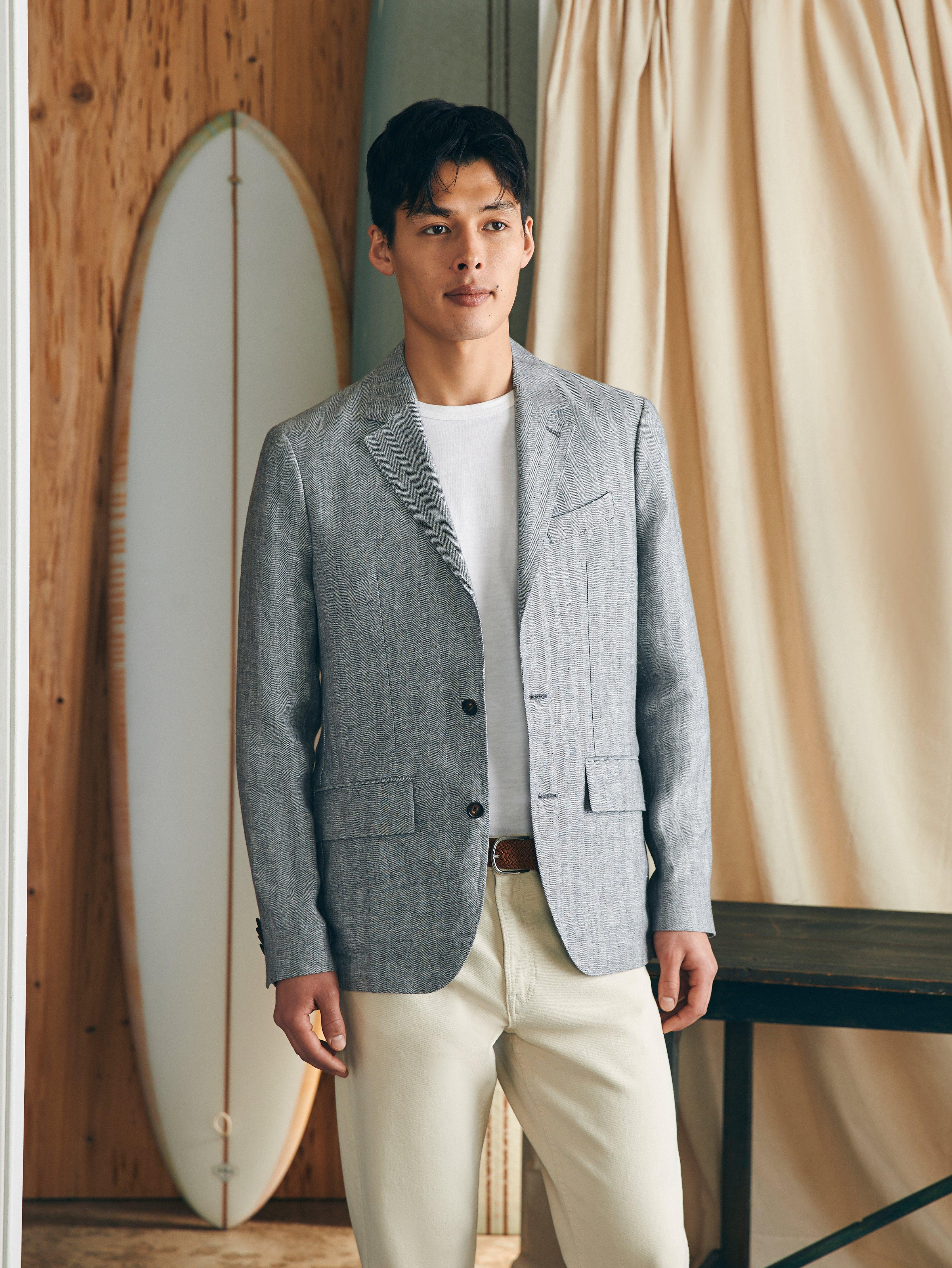 Reserve Linen Herringbone Blazer - Light Graphite