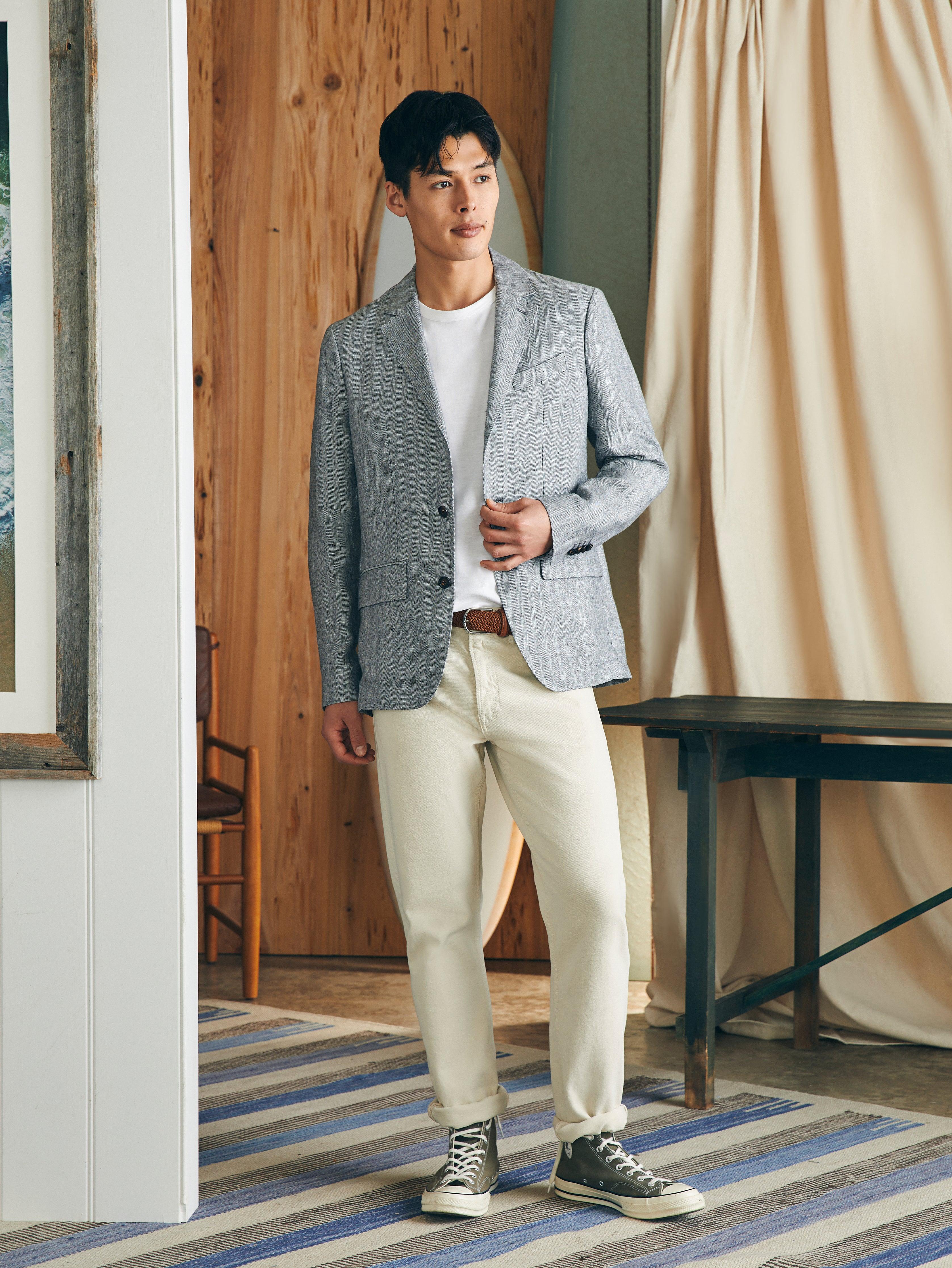 Reserve Linen Herringbone Blazer - Light Graphite