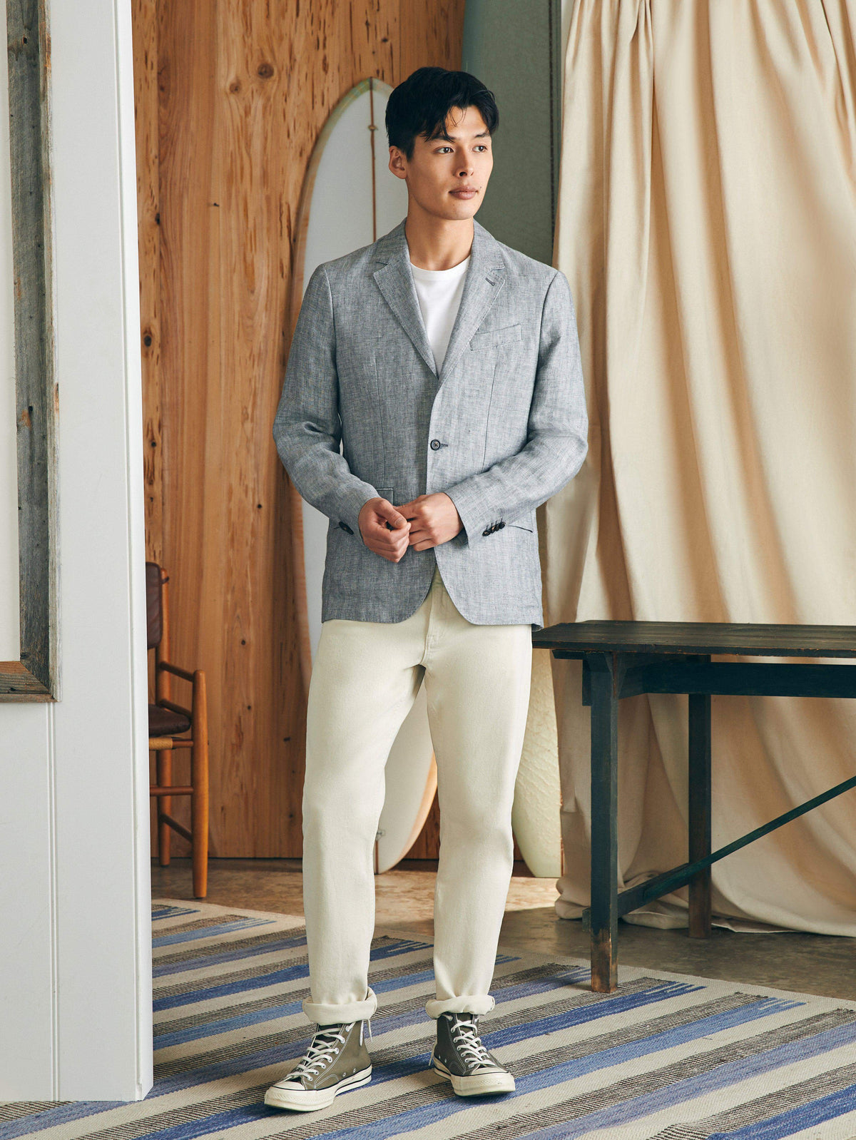 Reserve Linen Herringbone Blazer - Light Graphite Herringbone, image 2 of 6
