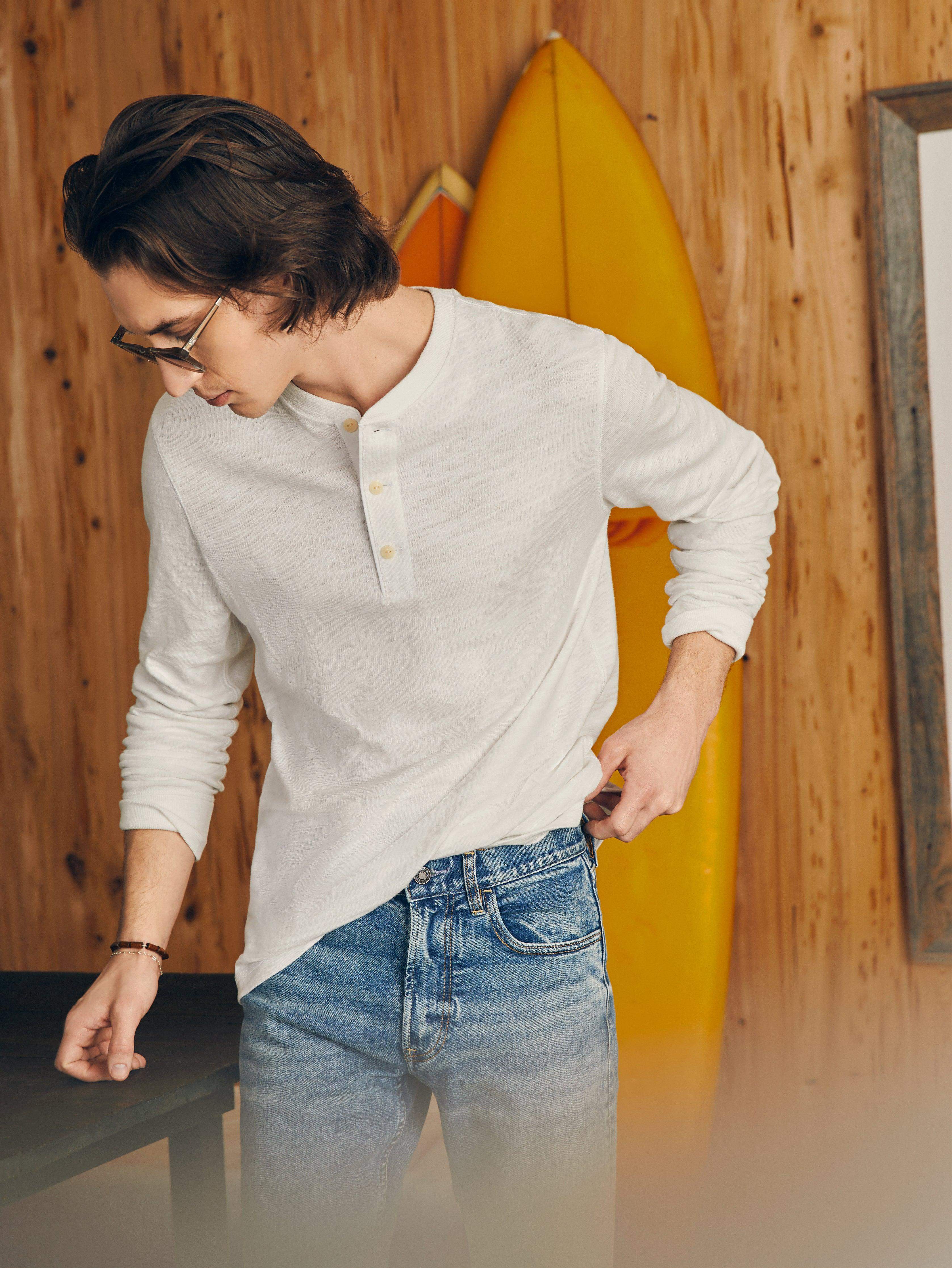 Sunwashed Slub Henley - White