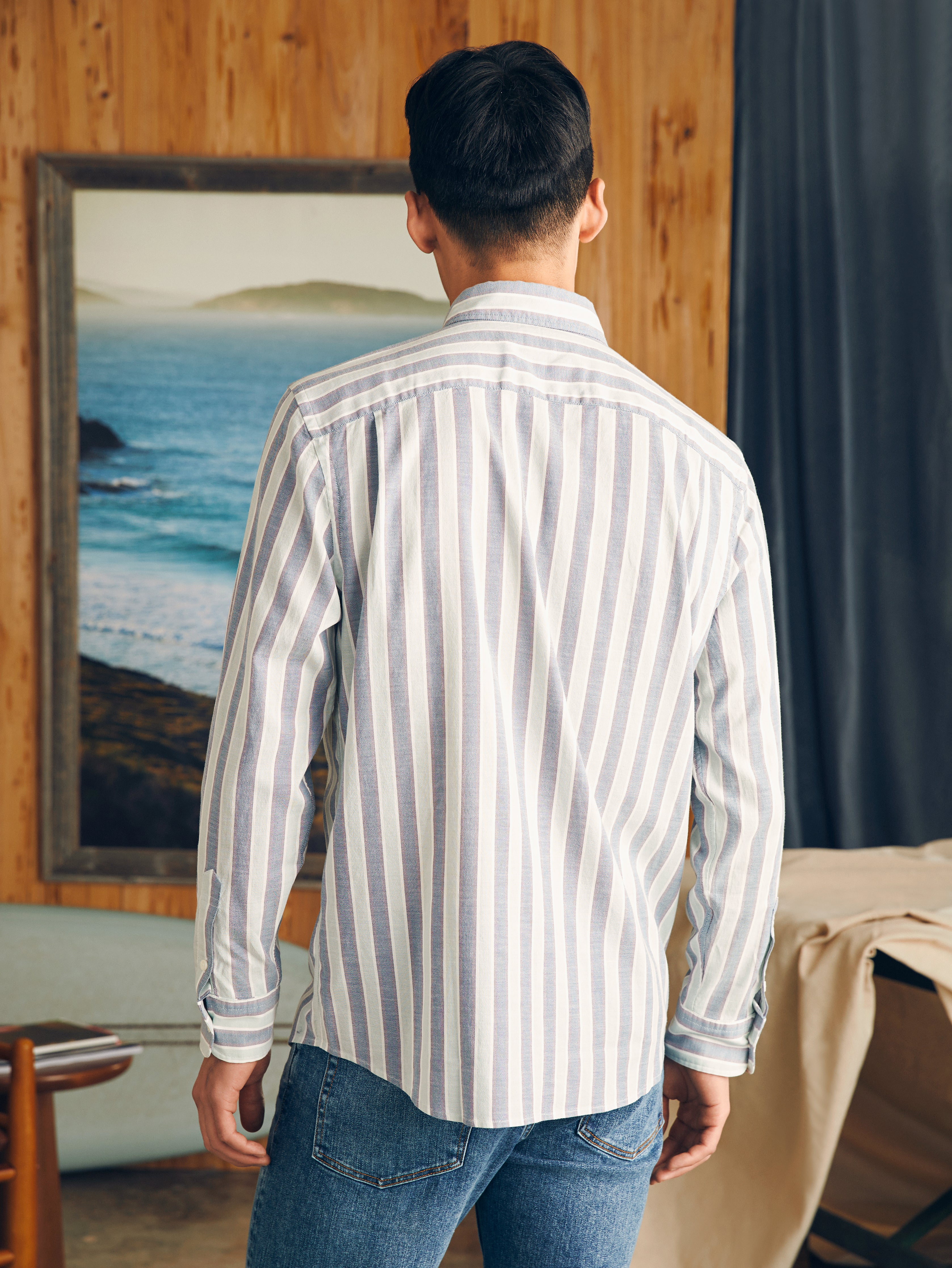 Supima Oxford Shirt - Coastal Skies Stripe