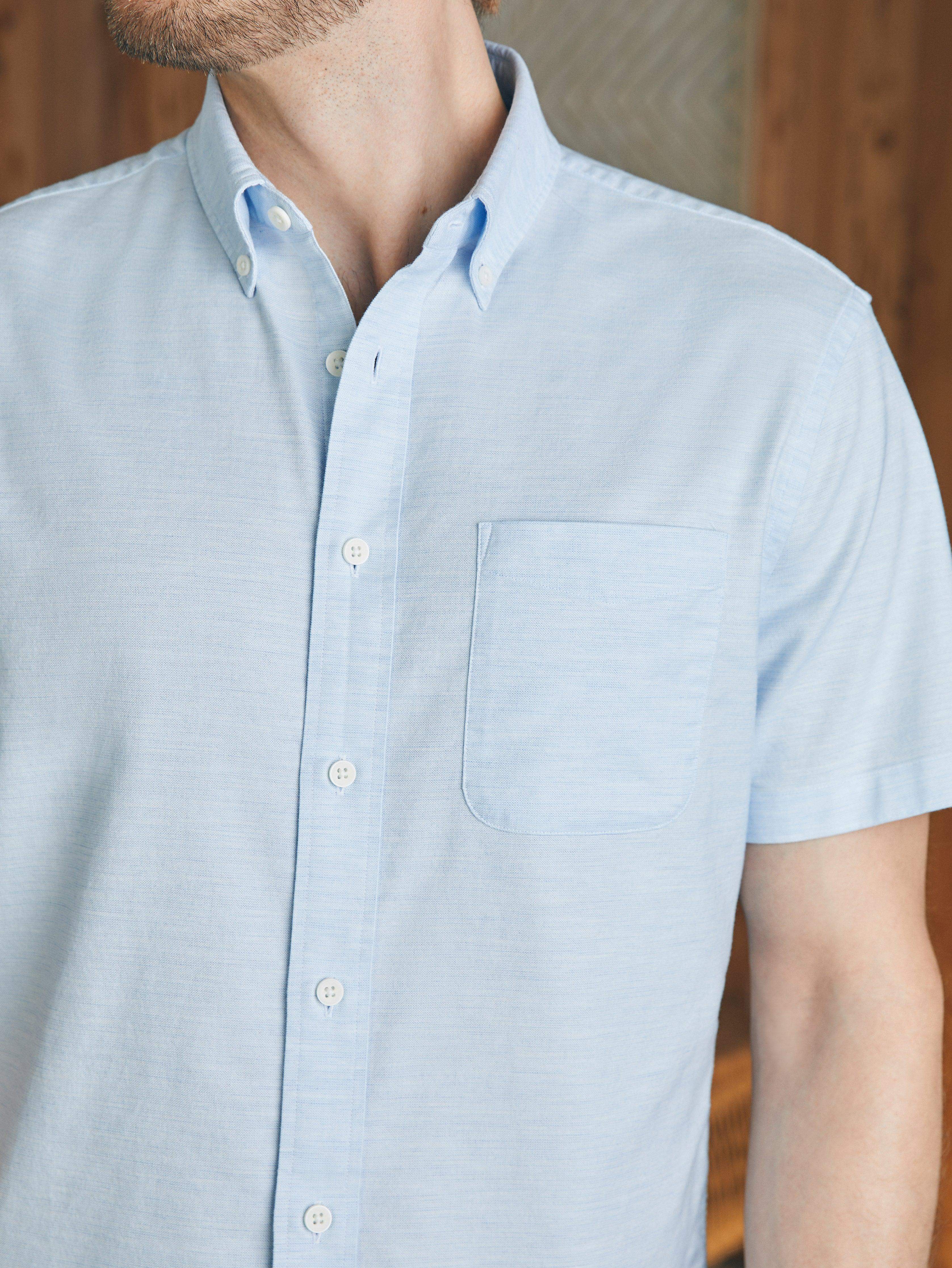 Short-Sleeve Supima Oxford Shirt - Blue Heather