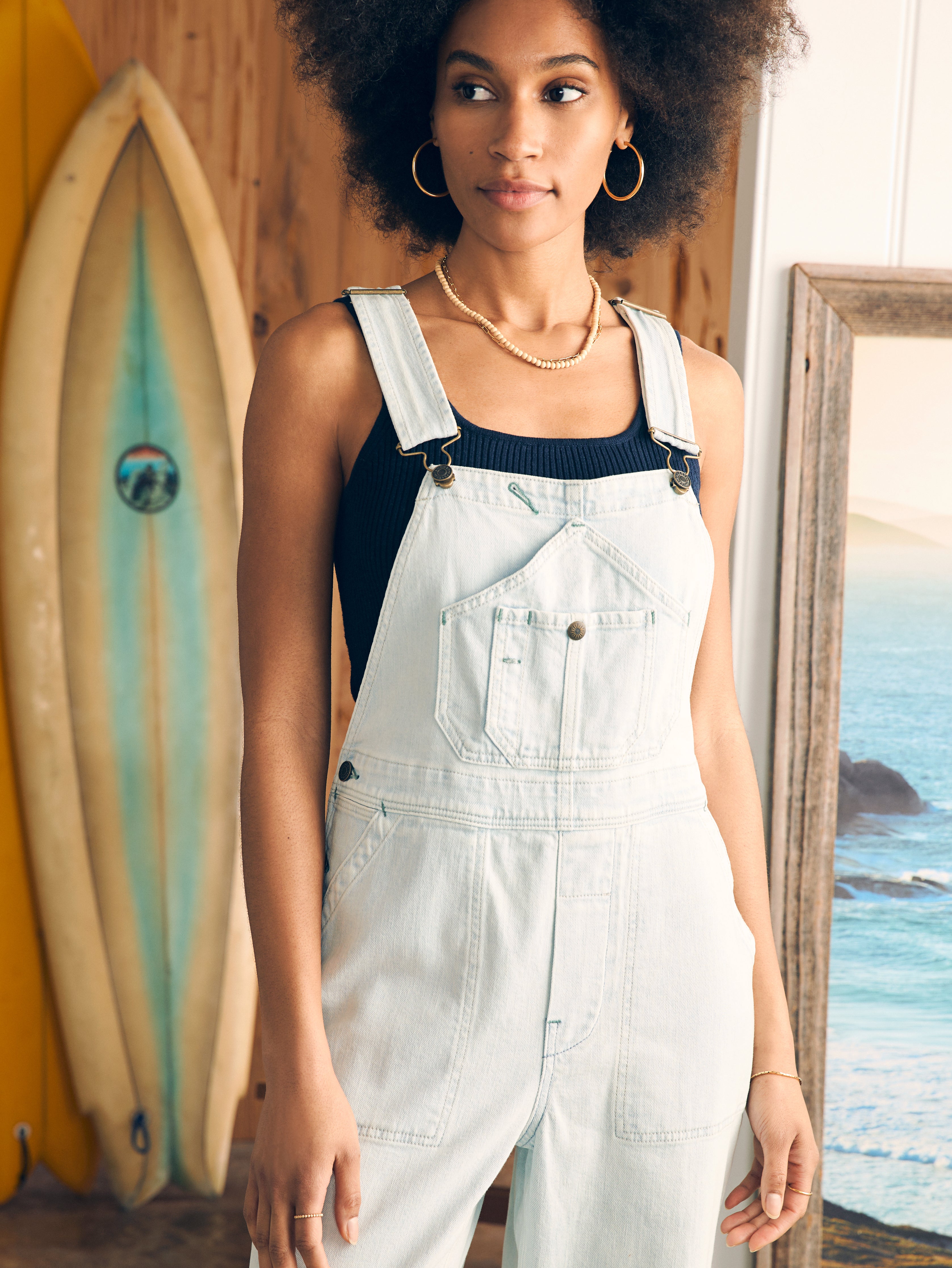 Organic Cotton Denim Riveter Overalls - Ocean Mist Wash