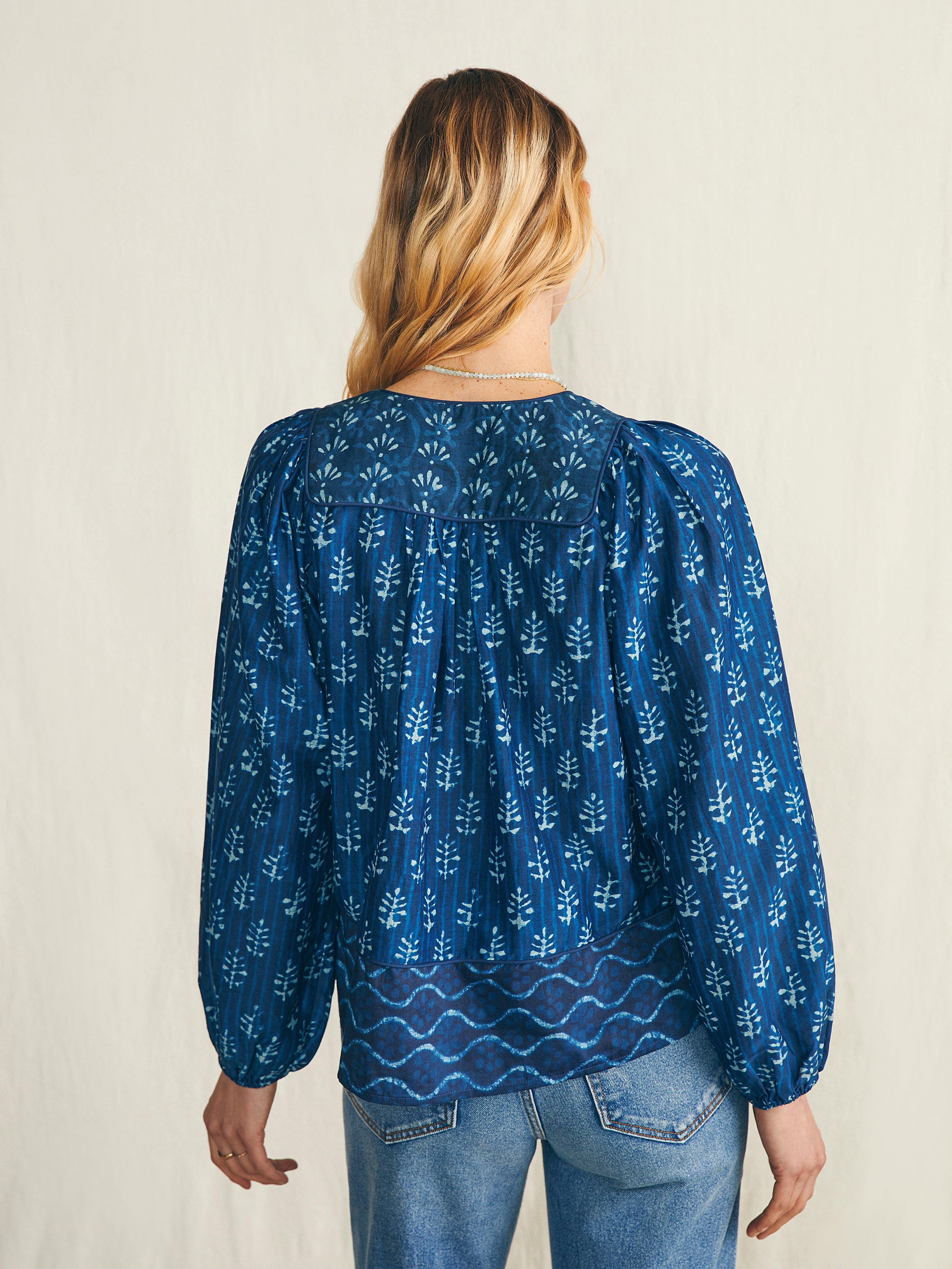 Silk Blend Solstice Blouse - Sunburst Mix Print