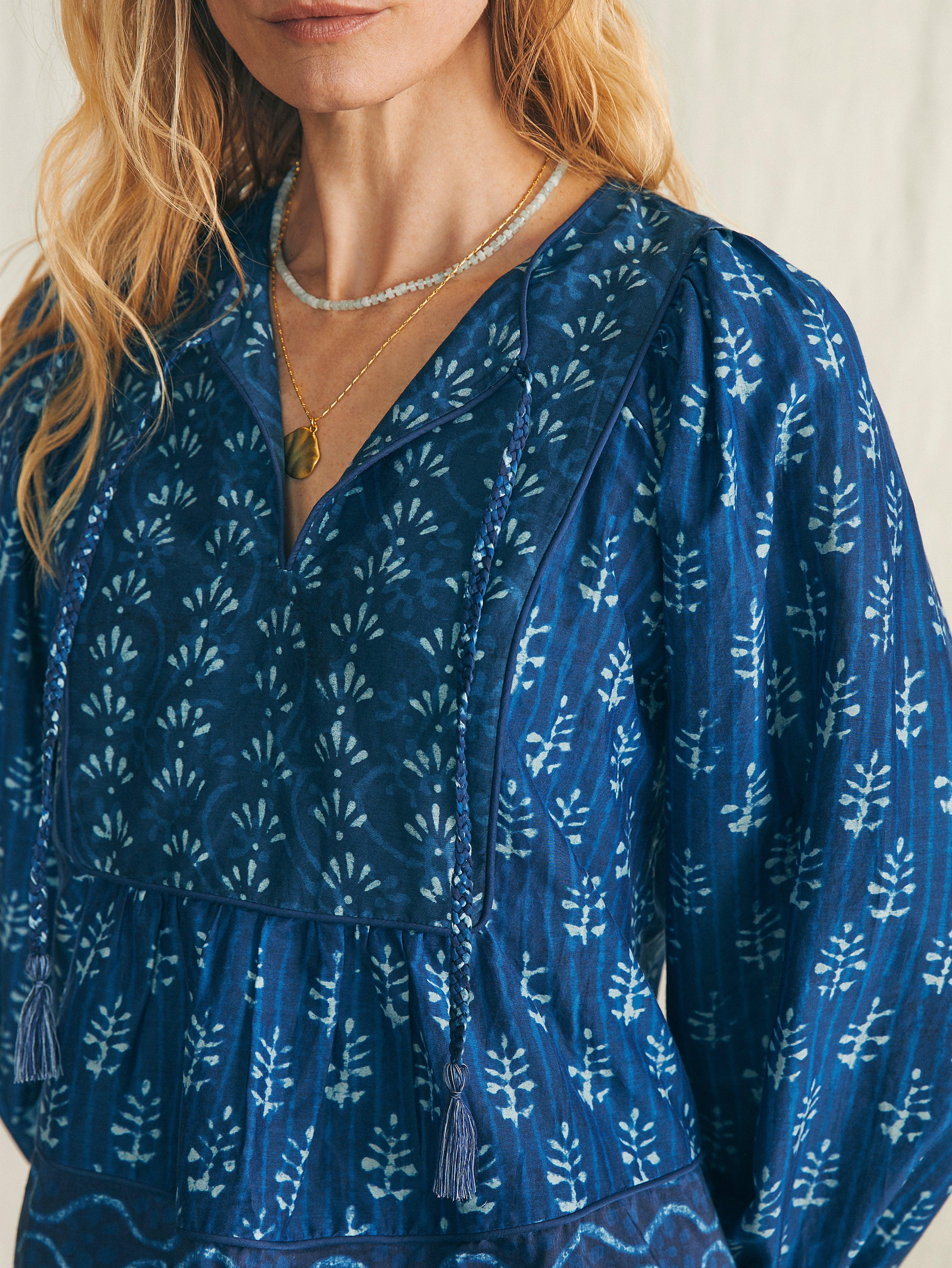 Silk Blend Solstice Blouse - Sunburst Mix Print