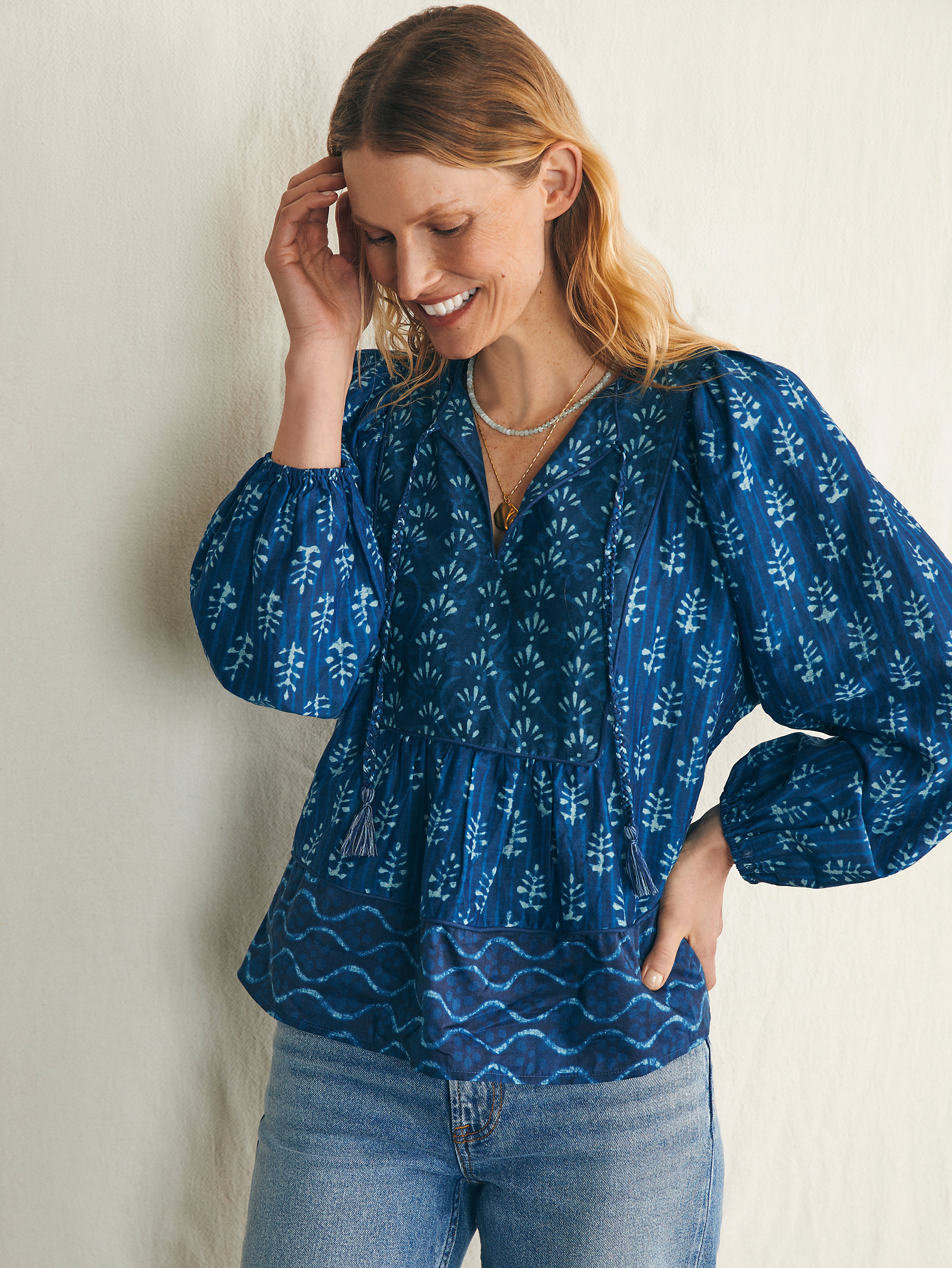 Silk Blend Solstice Top - Sunburst Mix Print