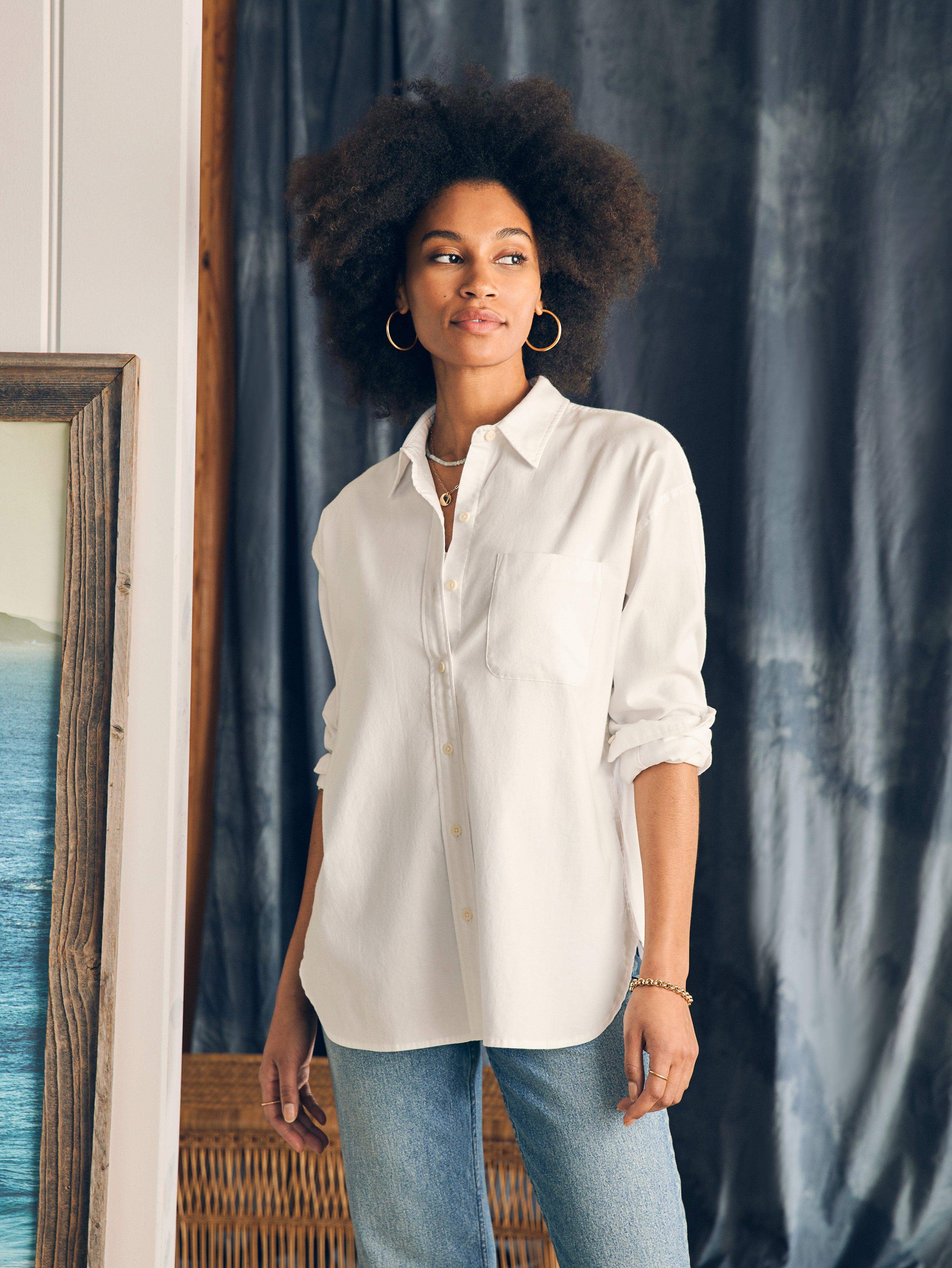 Stretch Oxford Relaxed Shirt - White