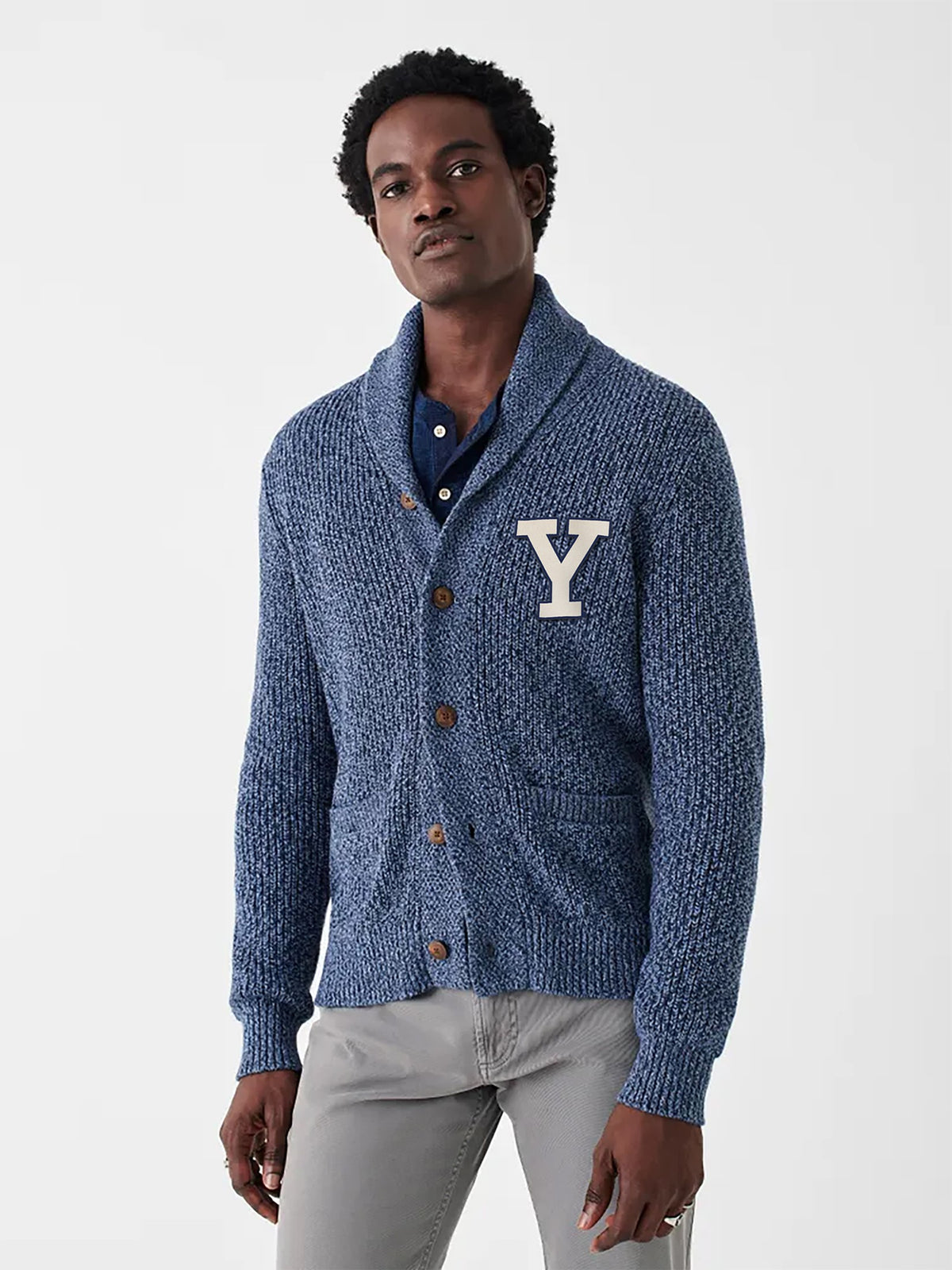 Yale Marled Cotton Cardigan Night Marl