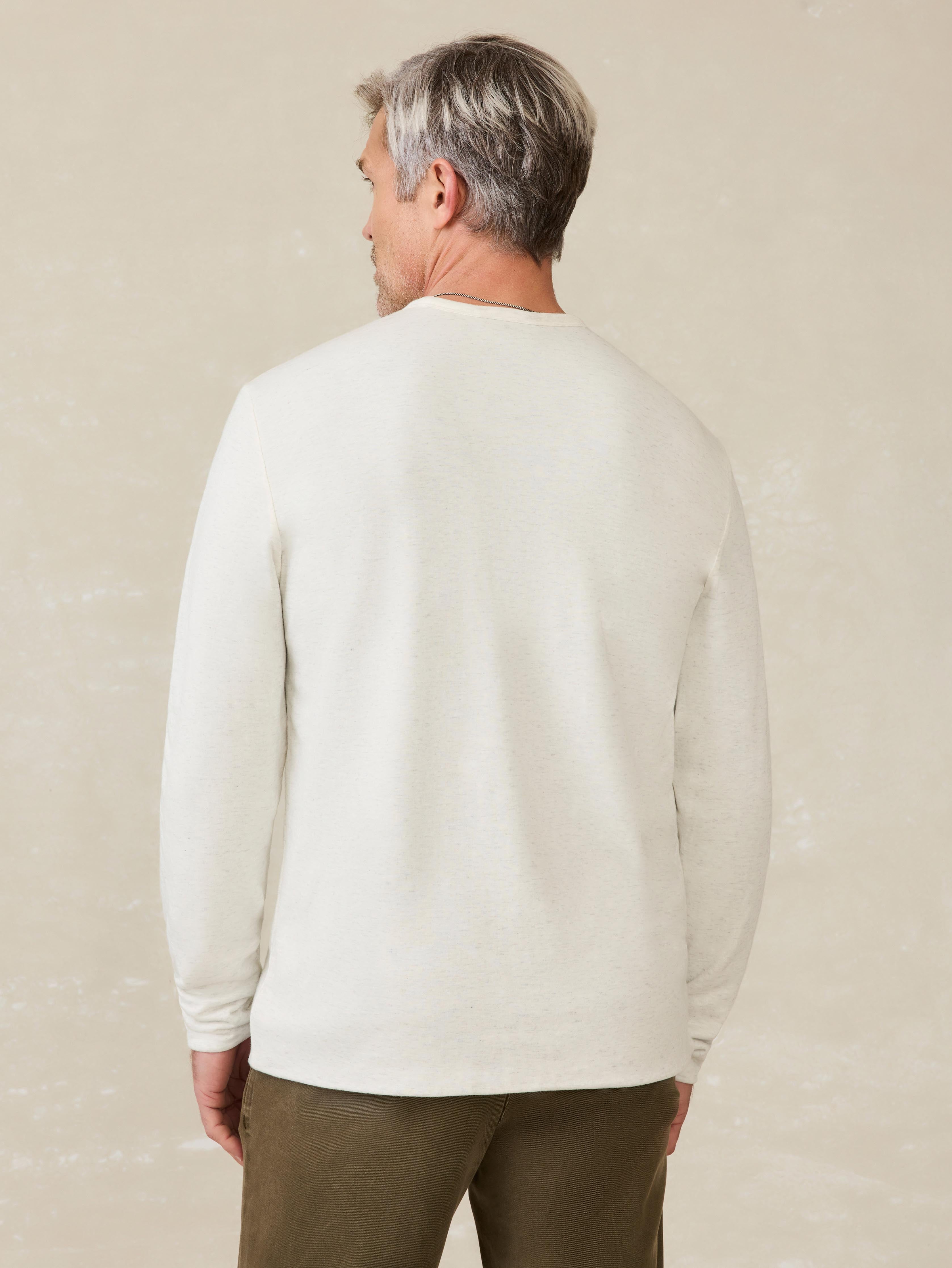 Cloud Reversible Crew - Ivory Heather Light Blue Heather