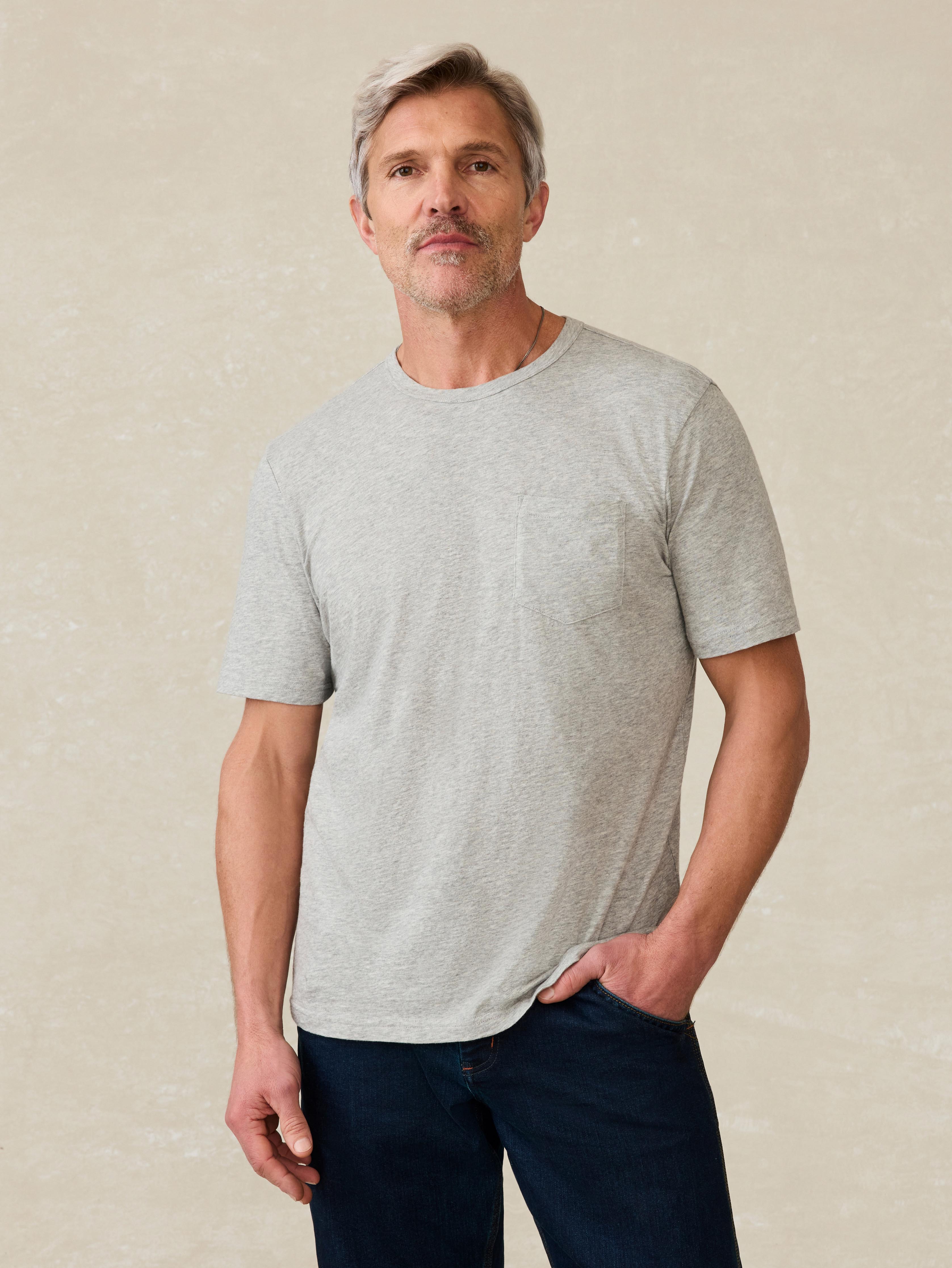 Sunwashed Regenerative Pocket Tee - Granite Heather
