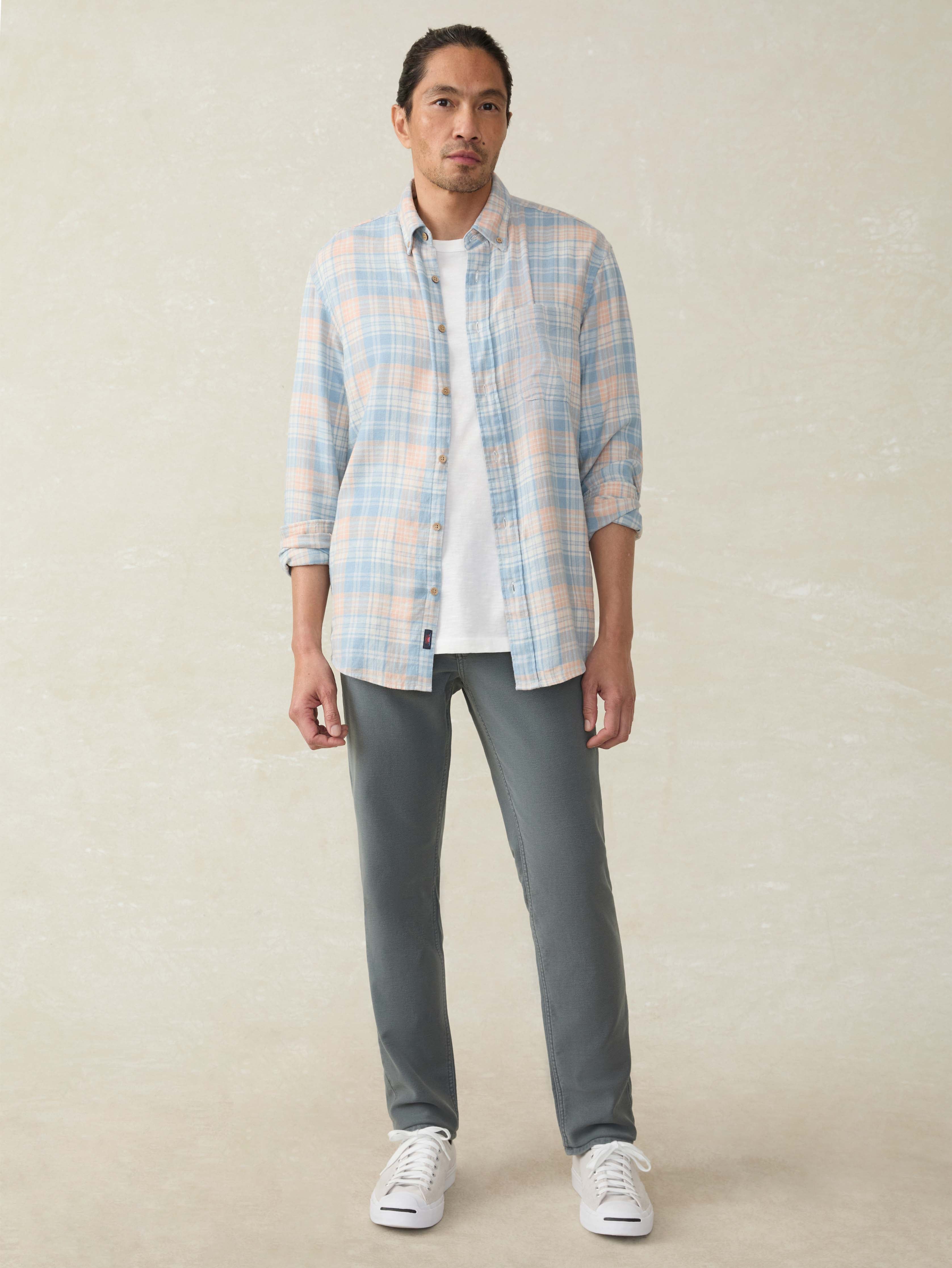 Long-Sleeve Breeze Shirt - Coral River Plaid