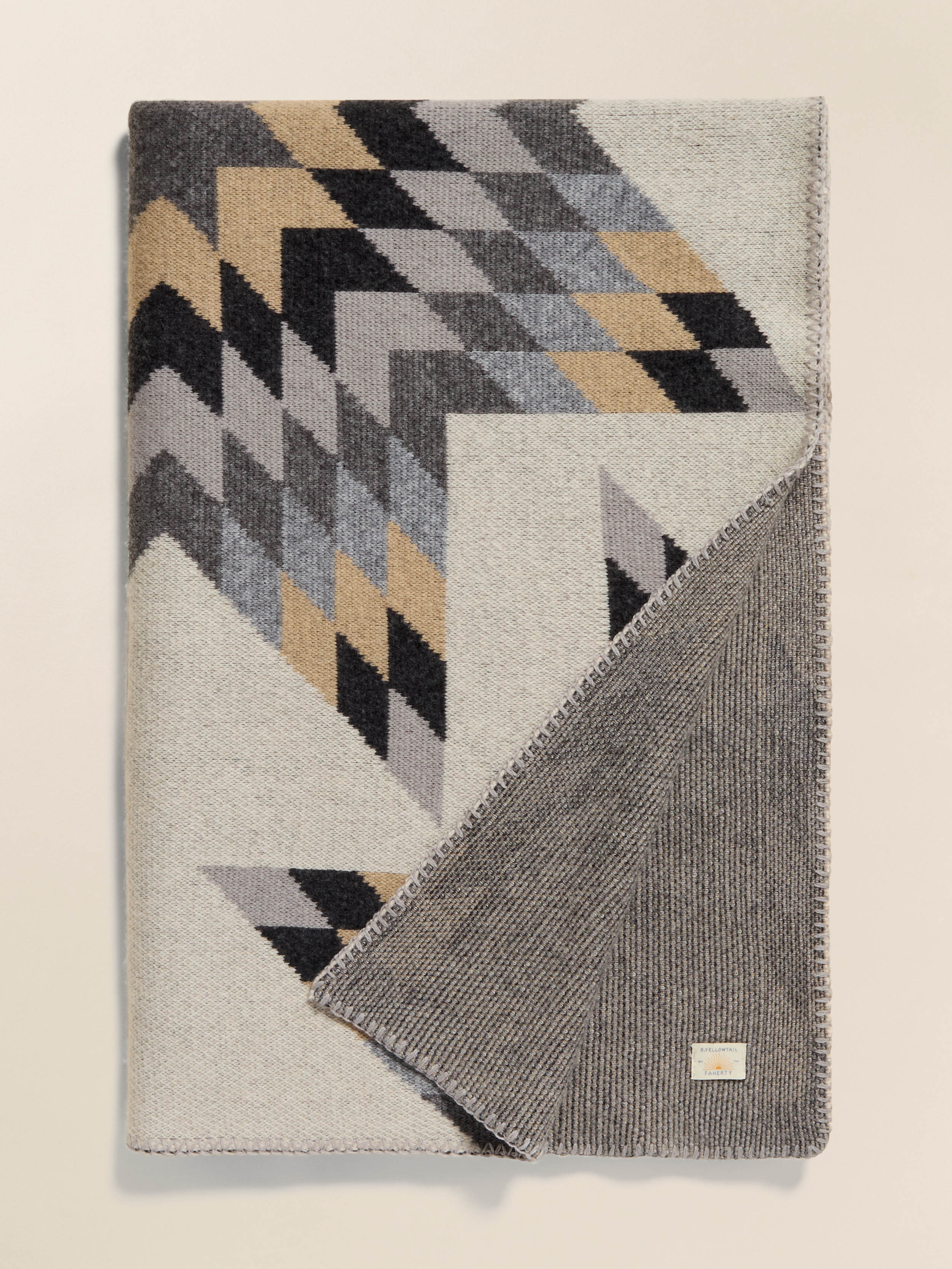 B. Yellowtail Star Patchwork Blanket - Grey Star Patchwork | Faherty Brand