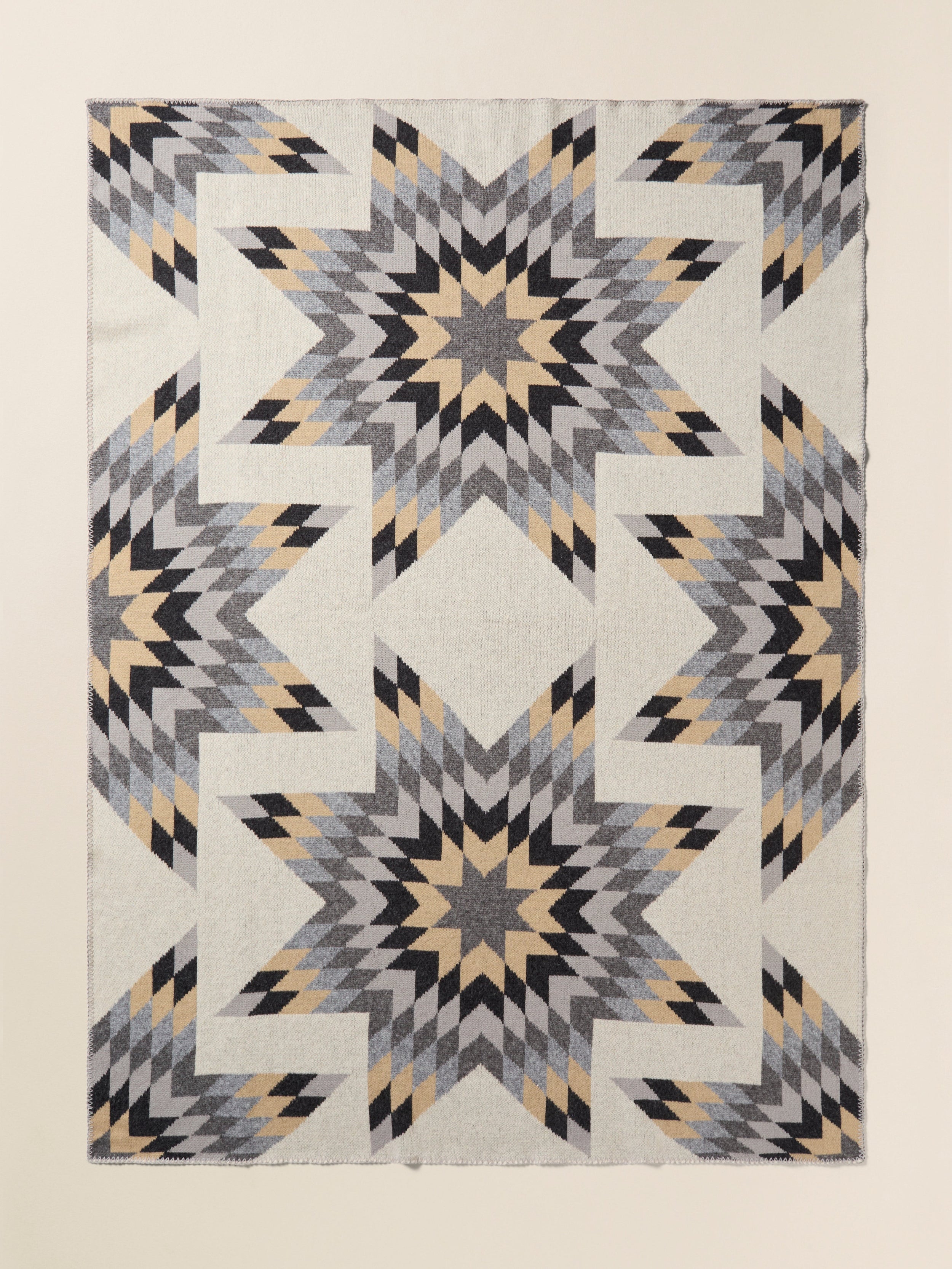 B. Yellowtail Star Patchwork Blanket - Grey Star Patchwork