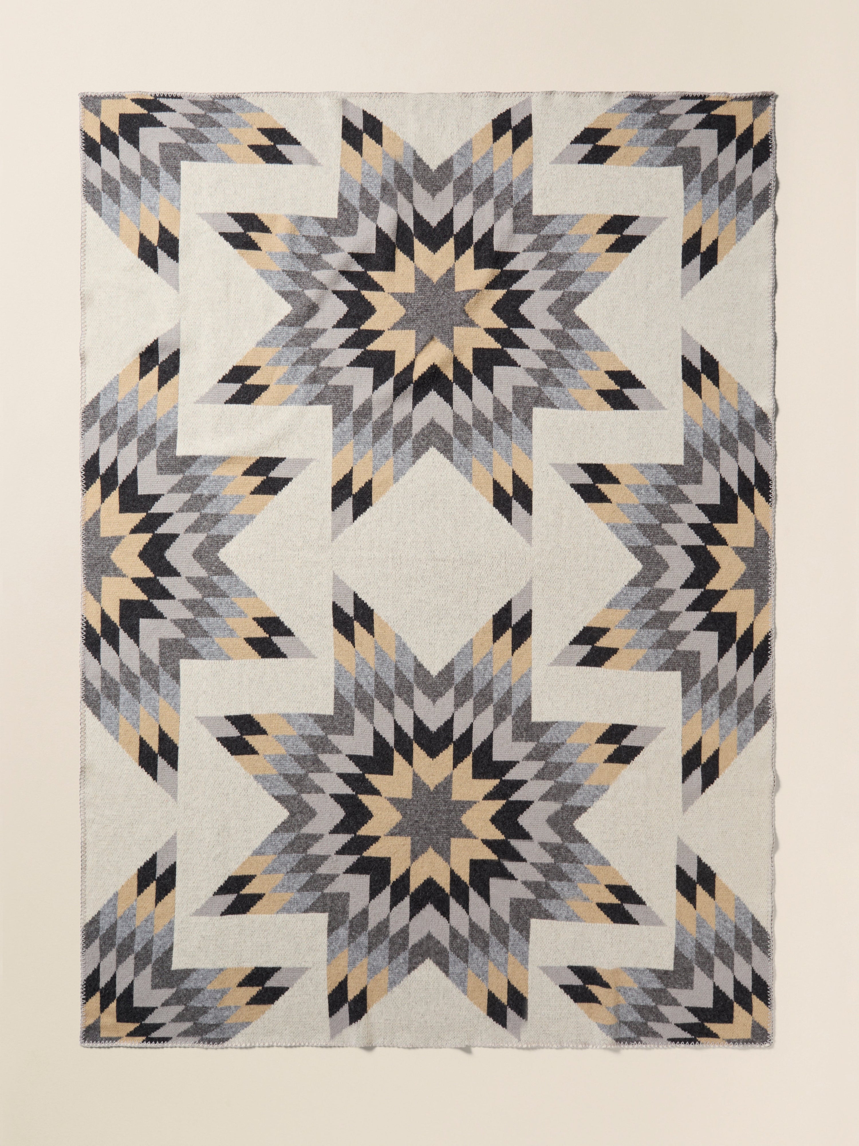 B. Yellowtail Star Patchwork Blanket - Grey Star Patchwork