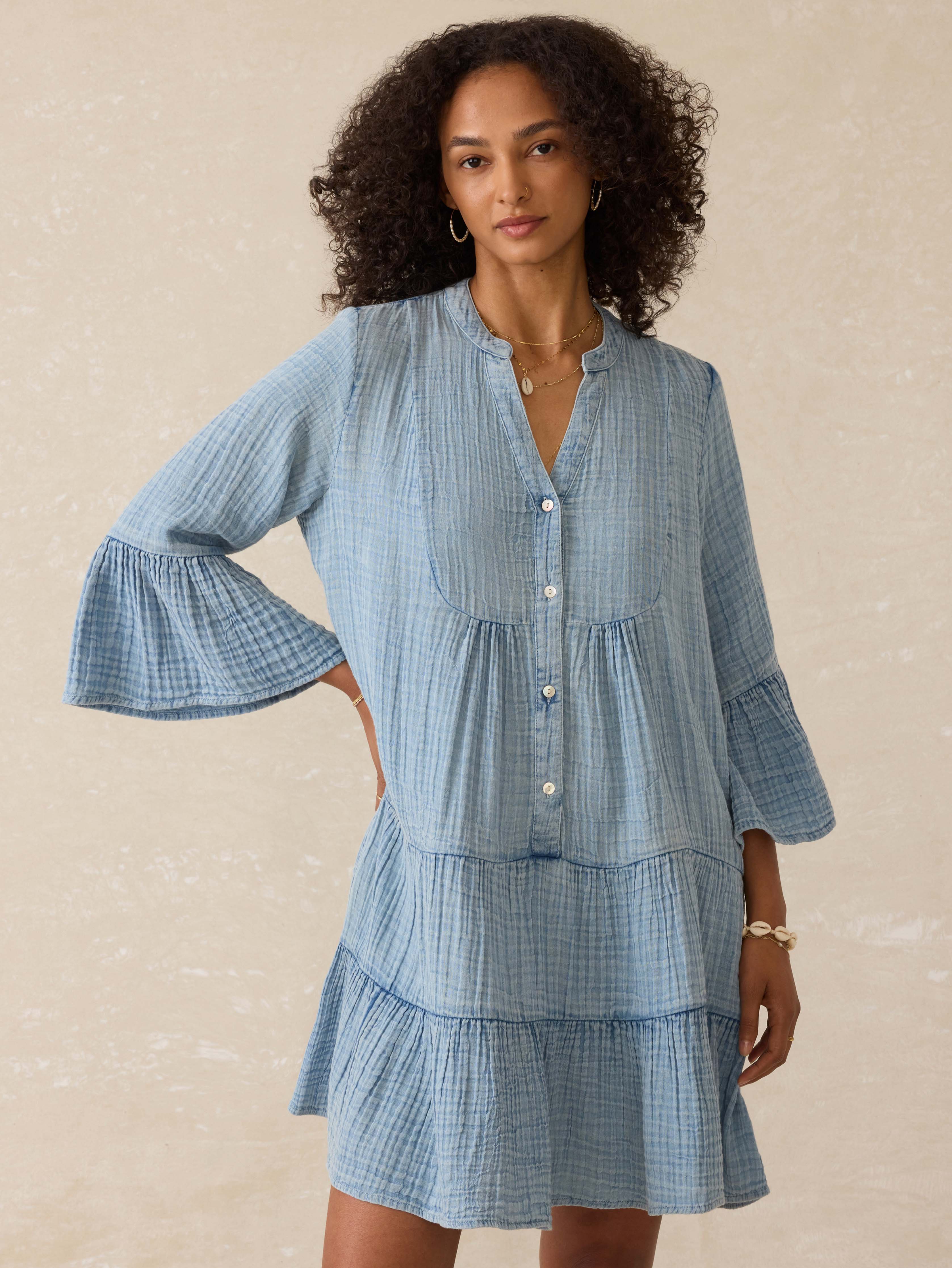Linen shirt dress with 3/4 sleeve 2356# Linen shirt dress with 3/4 sleeve 2356#