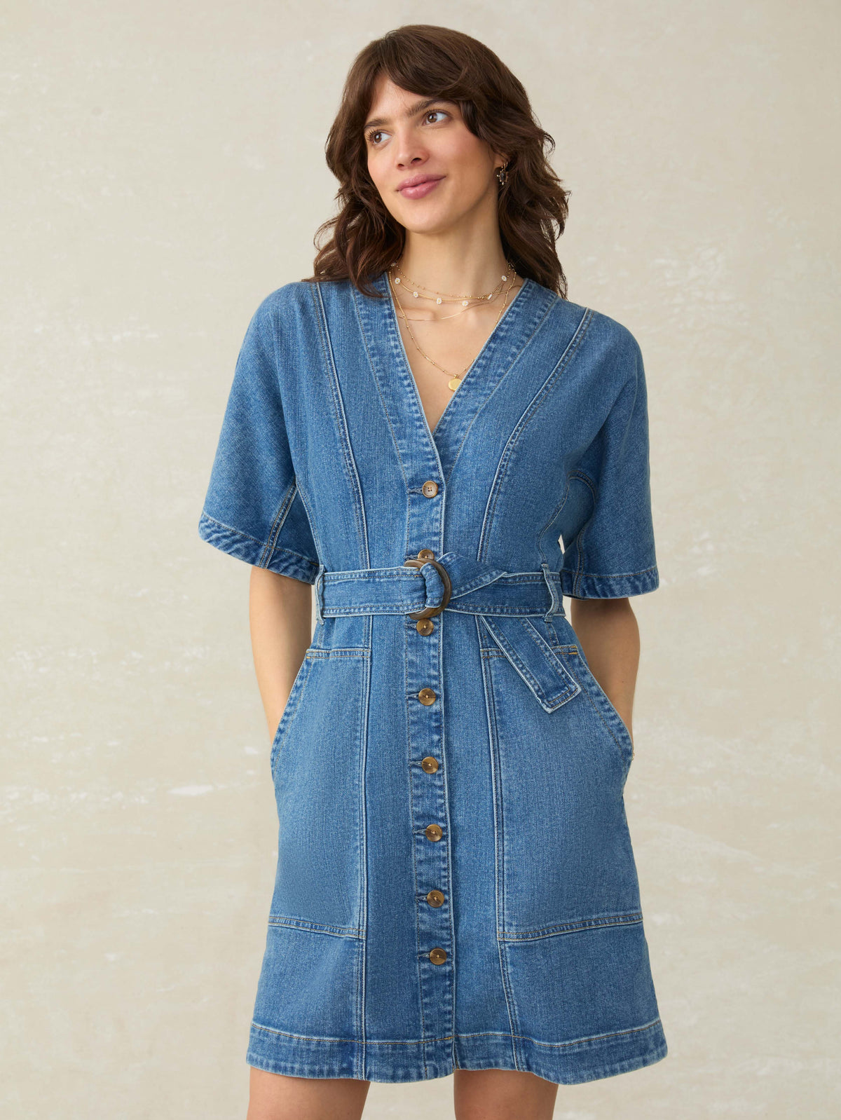 faherty denim dress Denim Camille Mini Dress - Sedona Blue Wash
