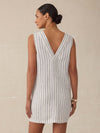 Azure Linen Dress - Oceanside Stripe