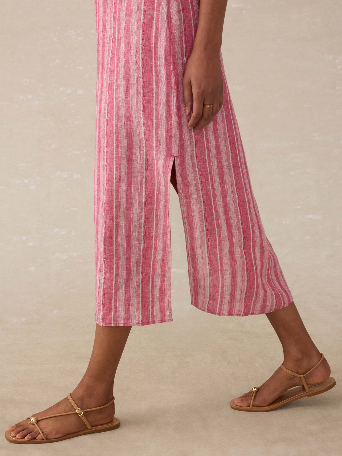 sienna linen sun dress - oceanside stripe Sienna Linen Stripe Midi Dress L