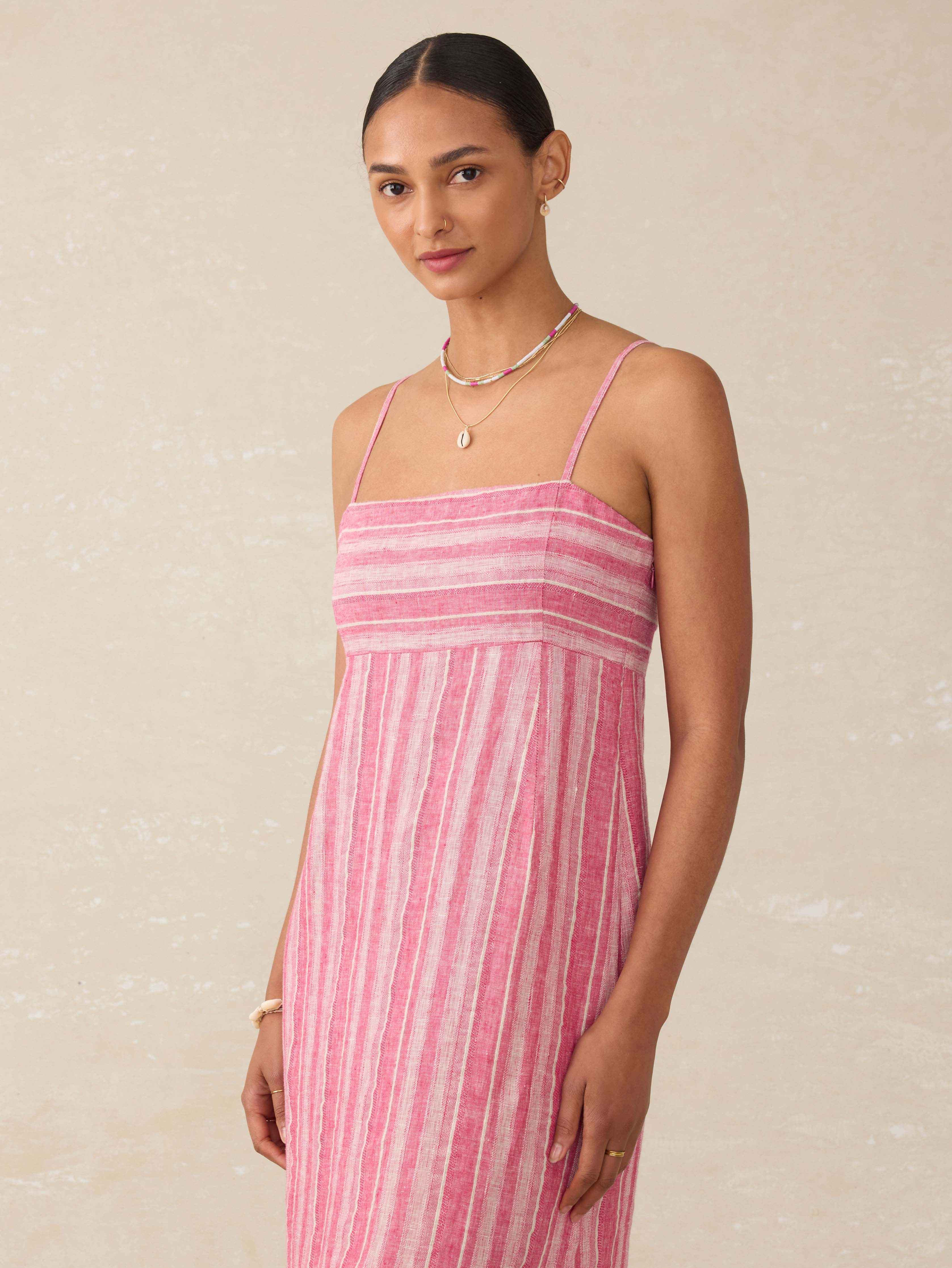 Sienna Linen Sun Dress - Granita Stripe