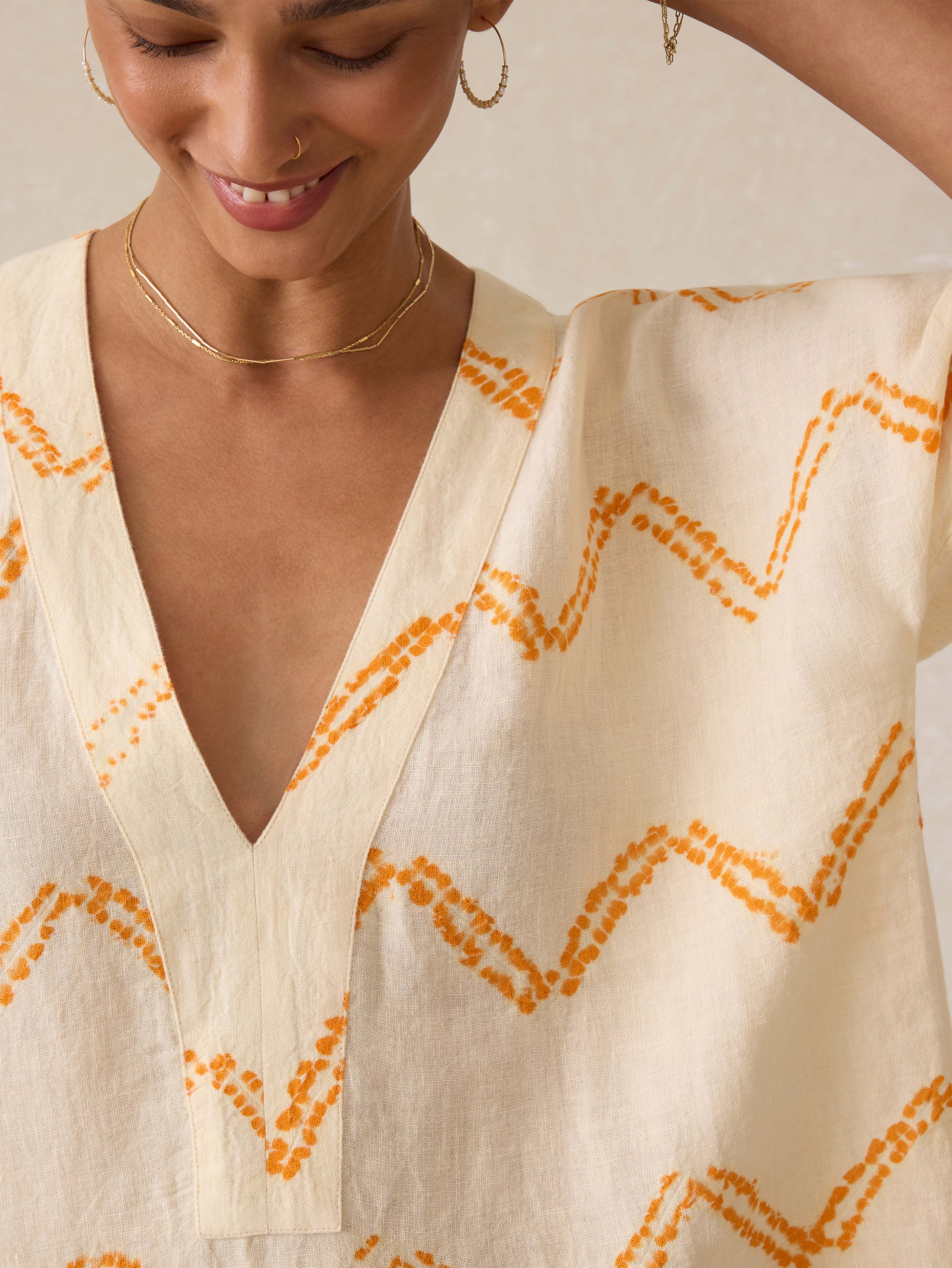 Cora Linen Coverup - Chevron Shibori