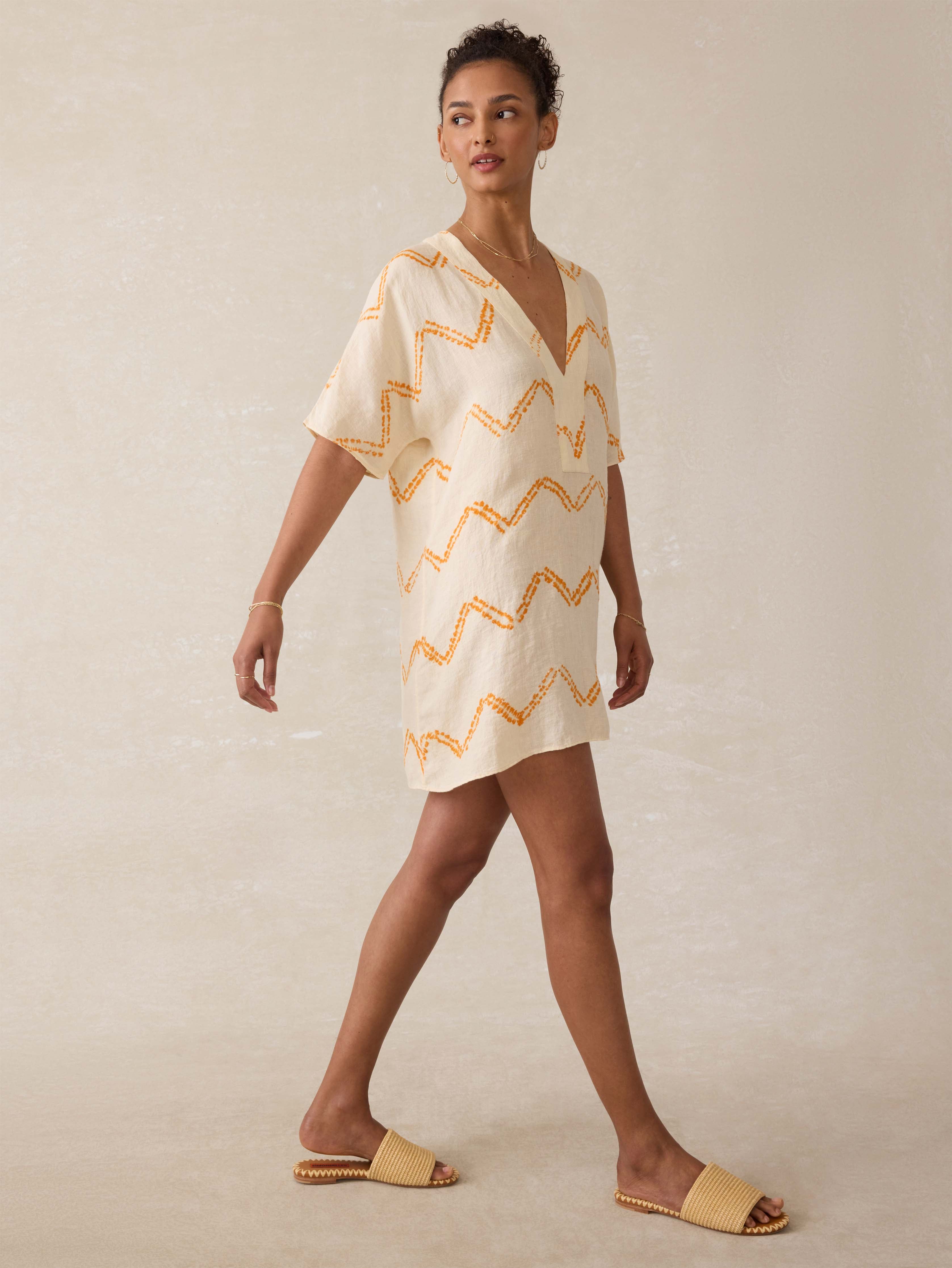 Cora Linen Coverup - Chevron Shibori