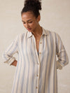 Dune Cotton Gauze Isla Shirtdress - Aqua Sea Stripe
