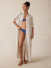 Dune Cotton Gauze Isla Shirtdress - Aqua Sea Stripe
