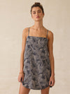 Byron Bay Linen Dress - Charcoal Banana Leaf