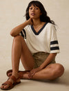 Sunwashed Midweight Organic Varsity Tee - Phantom Varsity