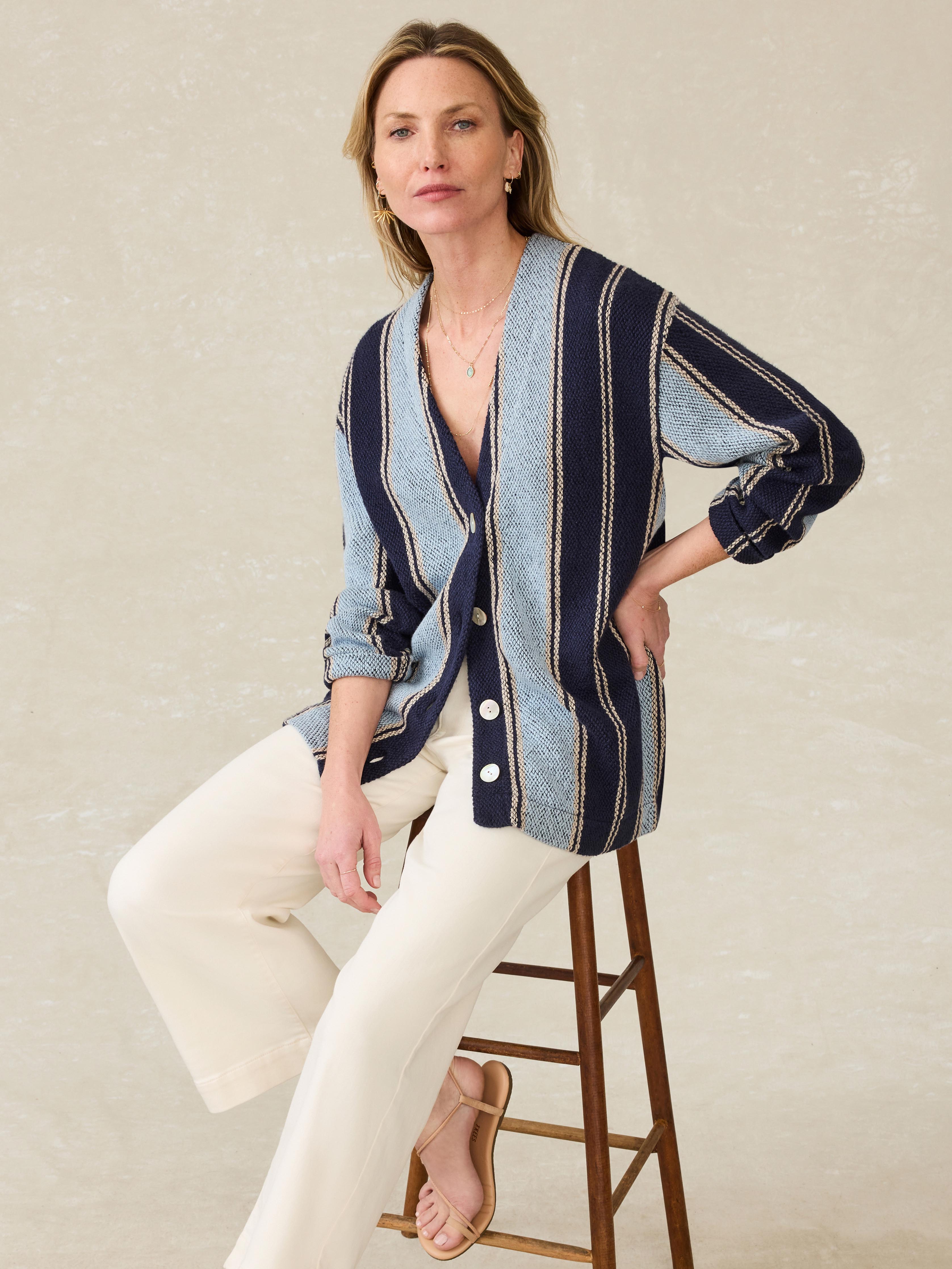 Dockside Cardigan - Tide Line Stripe