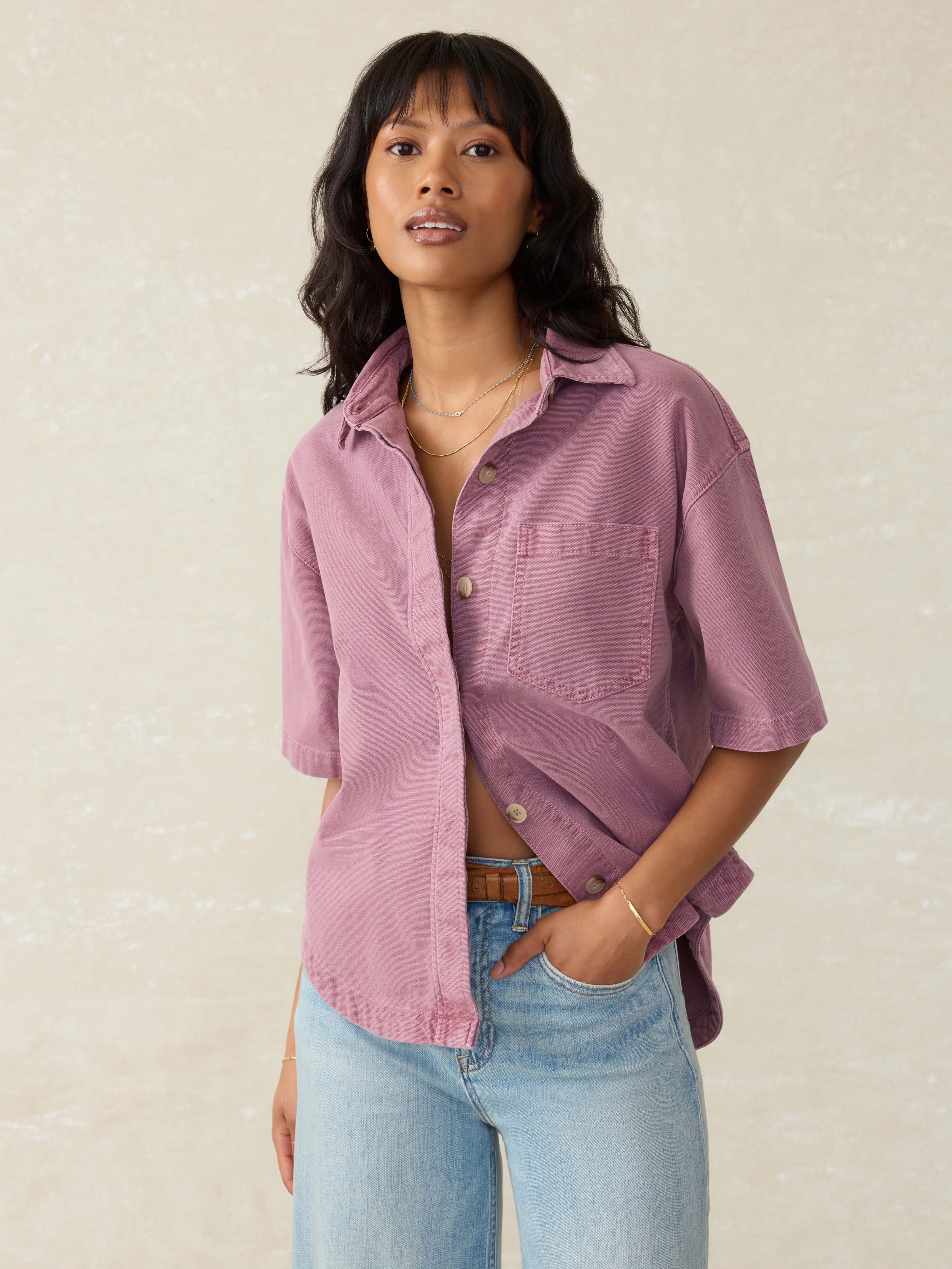 Sunwashed Canvas Overshirt - Weathered Orchid