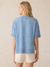 Dune Cotton Gauze Short Sleeve Popover - Light Indigo Wash