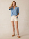 Dune Cotton Gauze Short Sleeve Popover - Light Indigo Wash