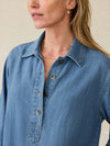 Linen Denim Oceanview Blouse - Coastal Cloud Wash