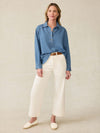 Linen Denim Oceanview Blouse - Coastal Cloud Wash