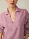 Linen Denim Sail Away Blouse - Weathered Orchid