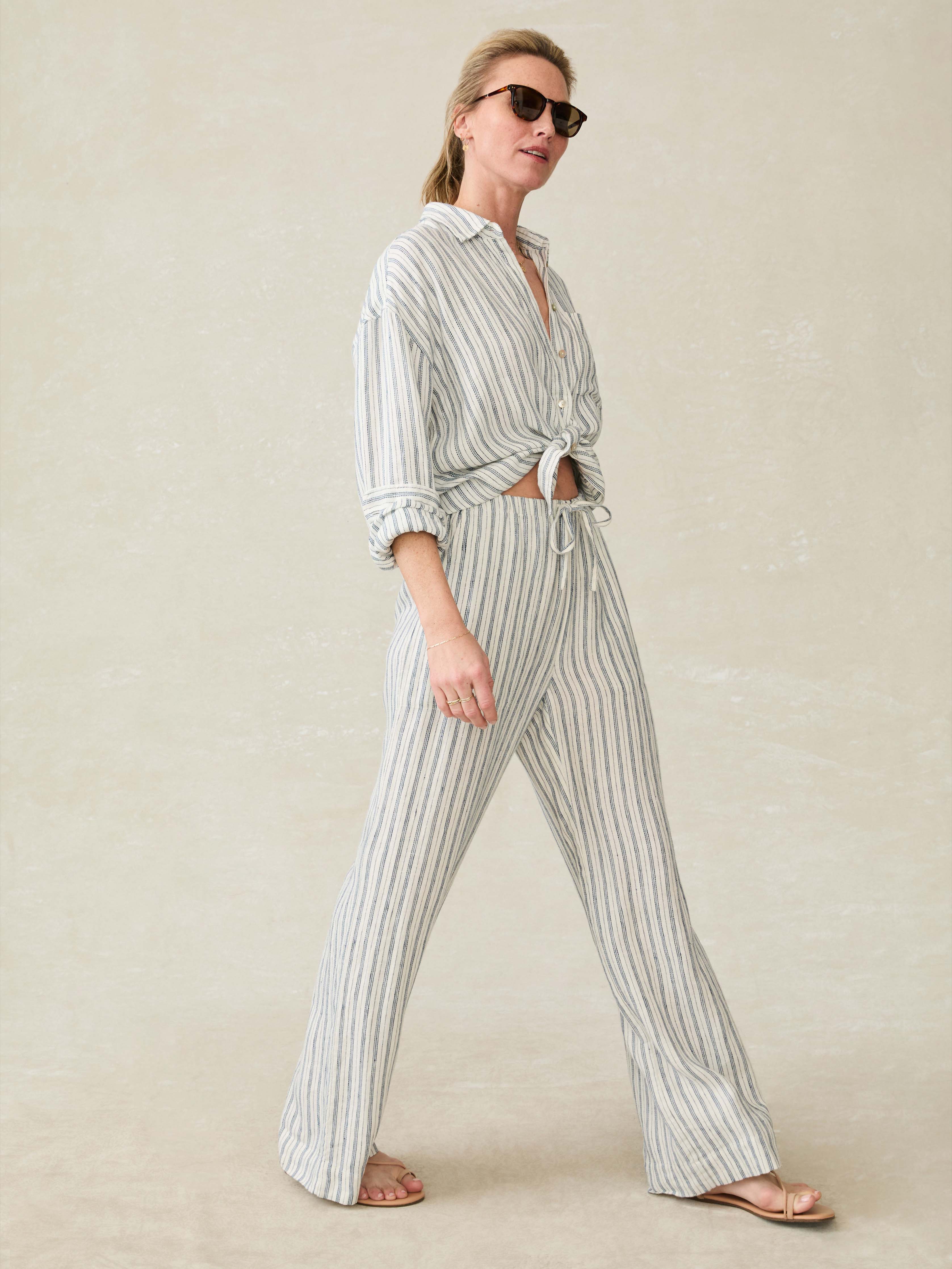 Santa Cruz Linen Relaxed Shirt - Oceanside Stripe